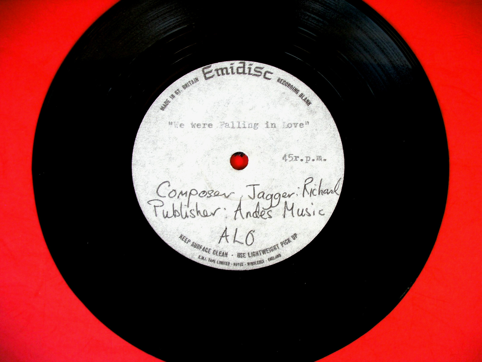The Rolling Stones ” We Were Falling in Love RARE Unreleased Studio Track 7″ EMI