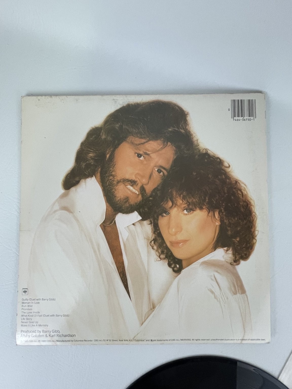 Barbra Streisand – Guilty LP Record 1980 Columbia Pop Rock 33 RPM
