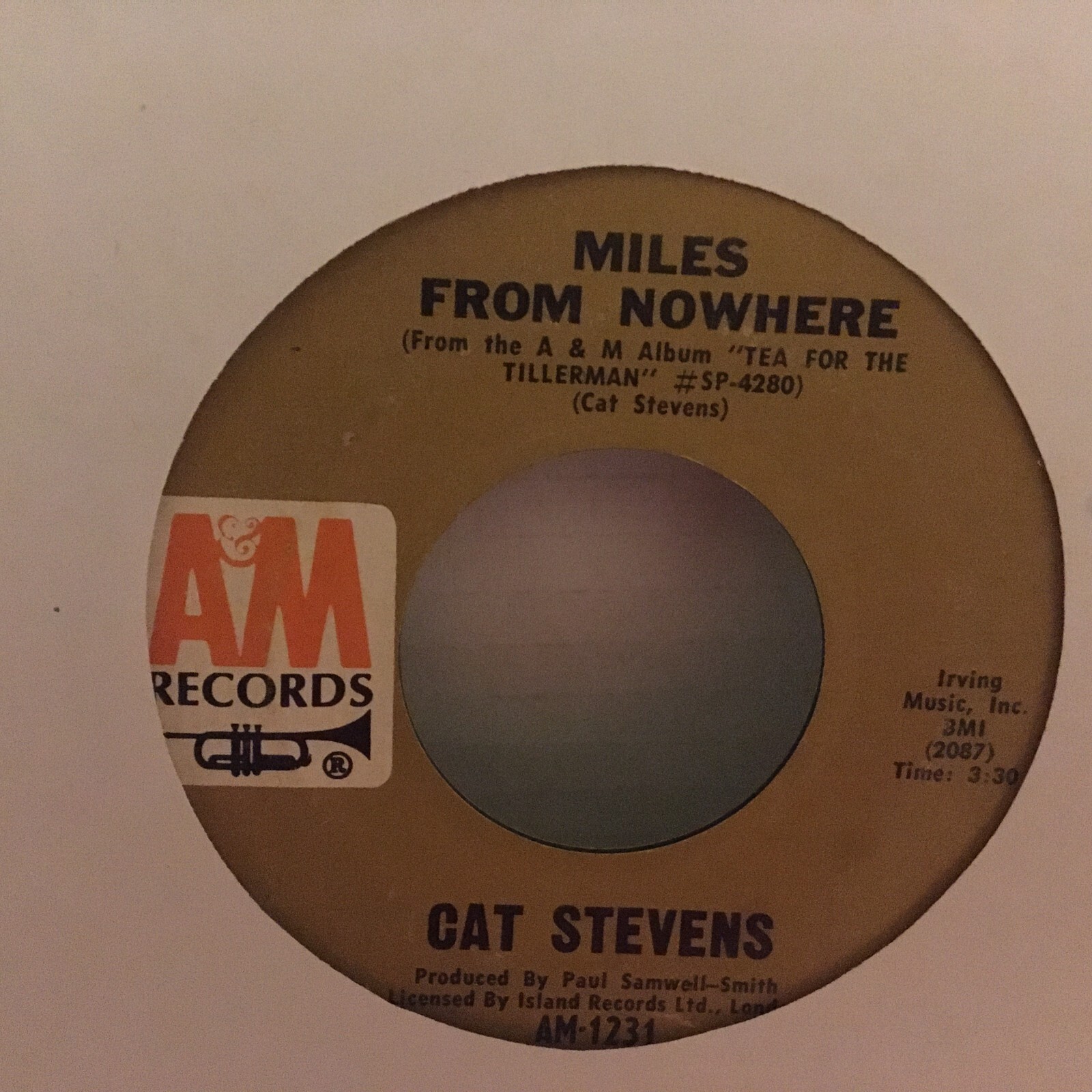 CAT STEVENS 7″ VINYL SINGLE, WILD WORLD / MILES FROM NOWHERE