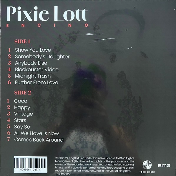 PIXIE LOTT ENCINO CLEAR VINYL INCLUDES INSERT LIKE NEW