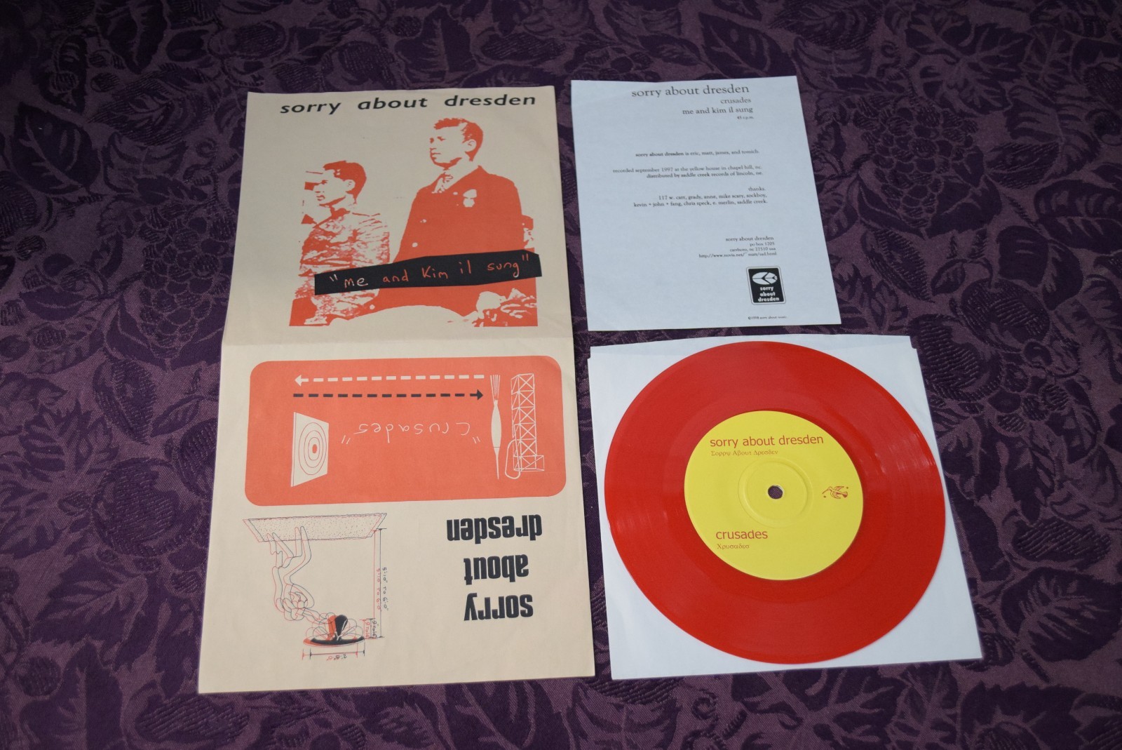 Sorry About Dresden Crusades 7 Inch RED Vinyl 1st Single Conor Oberst EX/NM