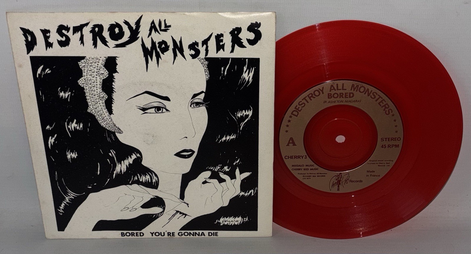 Destroy All Monsters – Bored – 1979 Red Vinyl 7″ Single – CHERRY 3 – NM