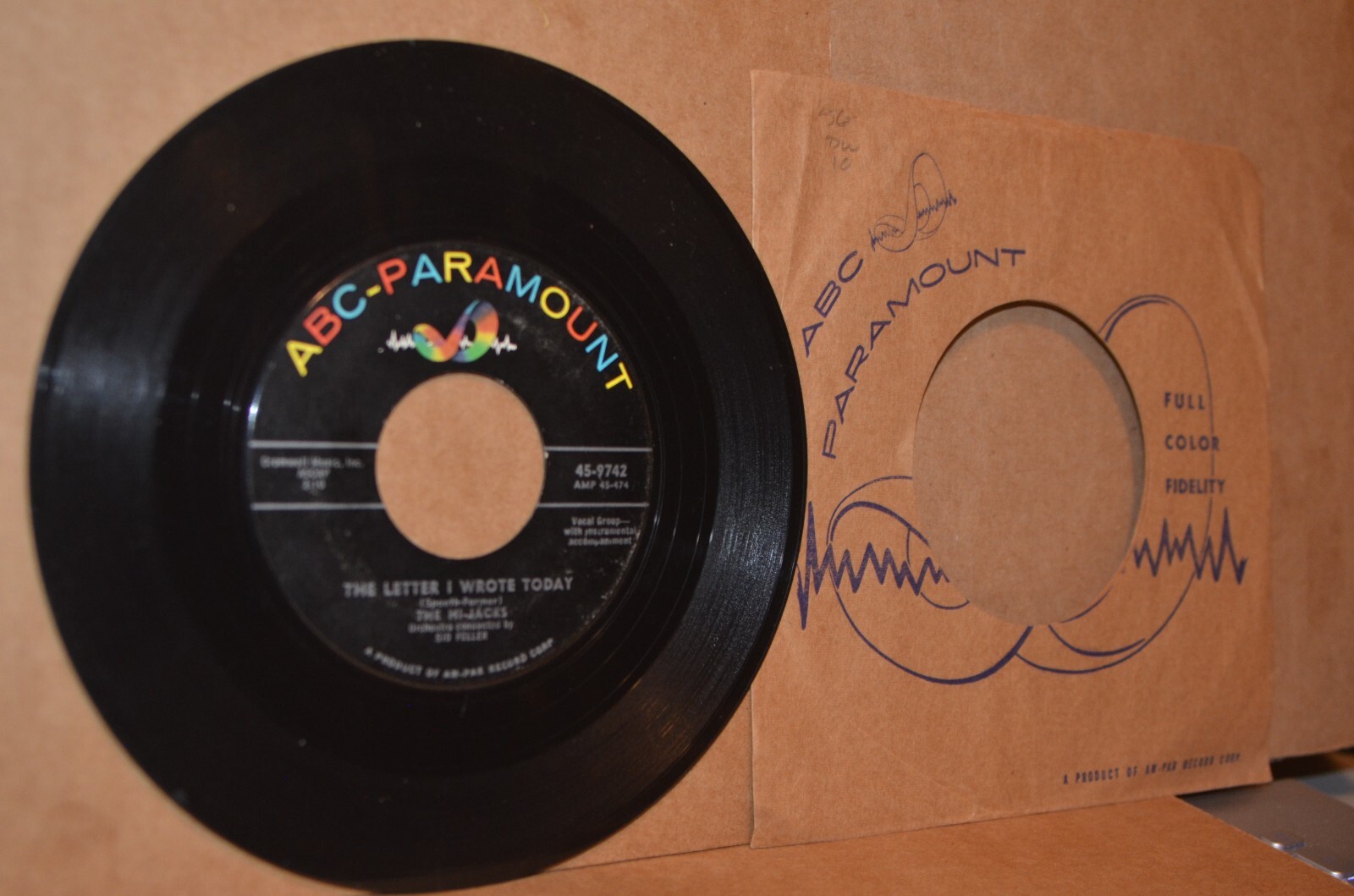 THE HI-JACKS: WONDERFUL ONE; 1956 ABC-PARAMOUNT 9742 VG++ DOO WOP 45 RPM