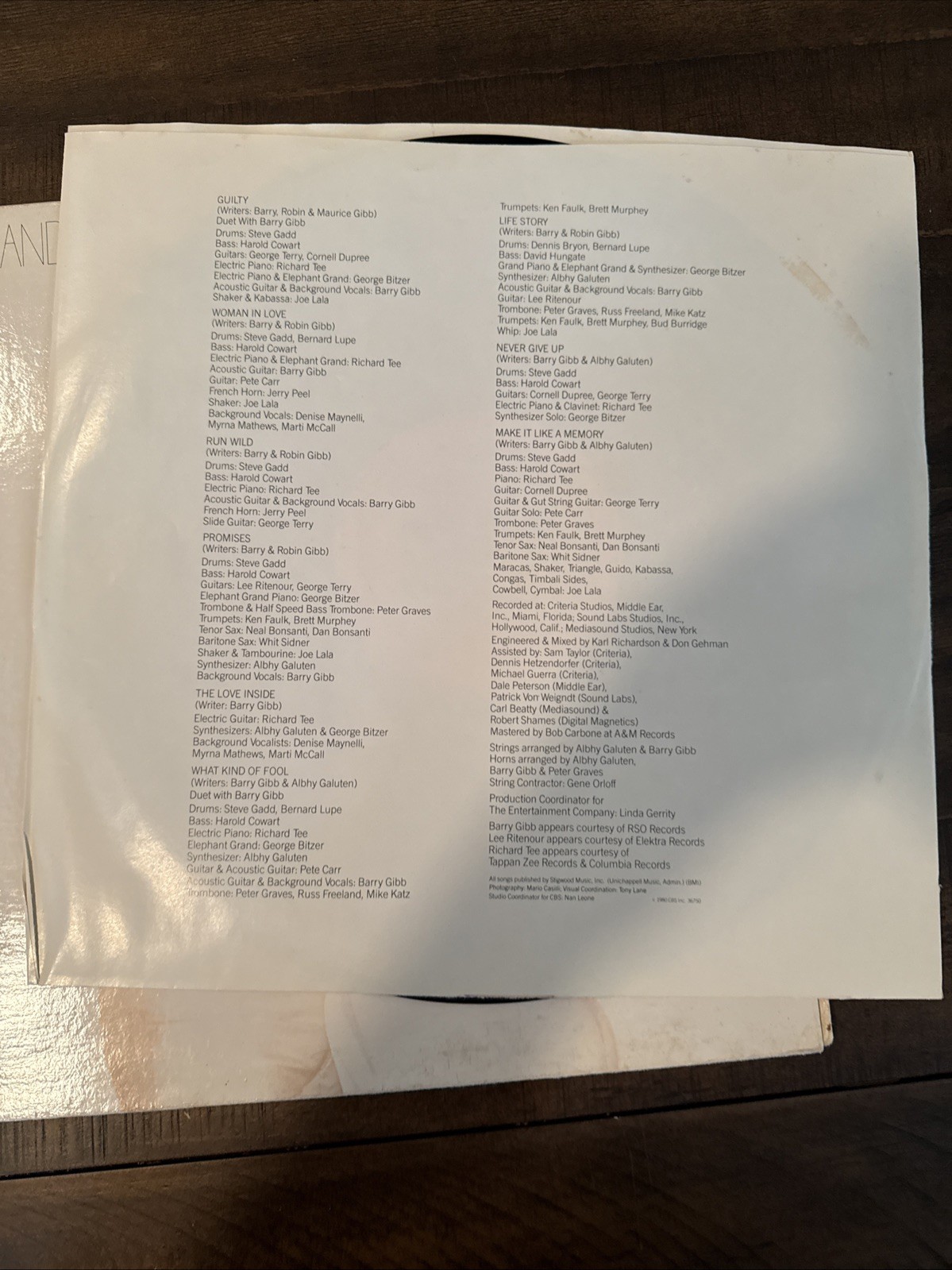 Barbra Streisand Guilty Vinyl LP 1980 Columbia FC 36750 Barry Gibb Gatefold Good