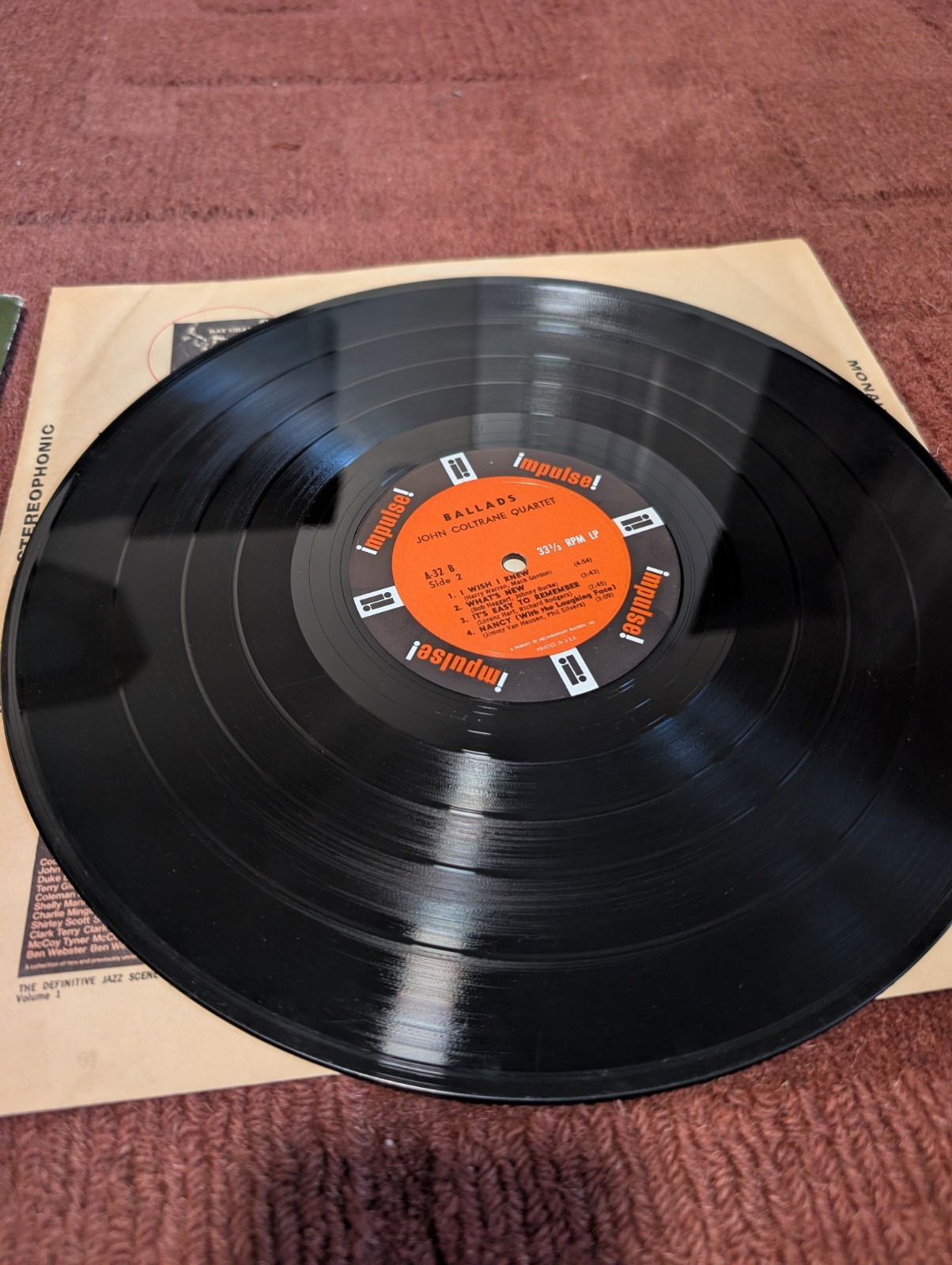 John Coltrane Quartet Ballads Impulse! 1965 RVG A-32 Mono VG+