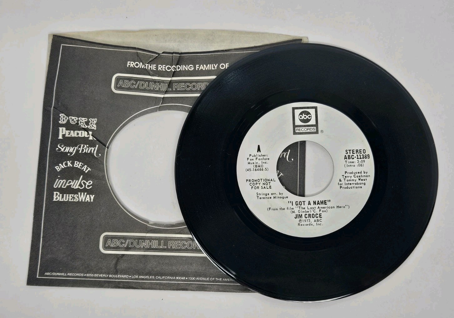JIM CROCE I Got A Name White Label Promo 45 M/S Og Factory Sleeve 7″ Vinyl