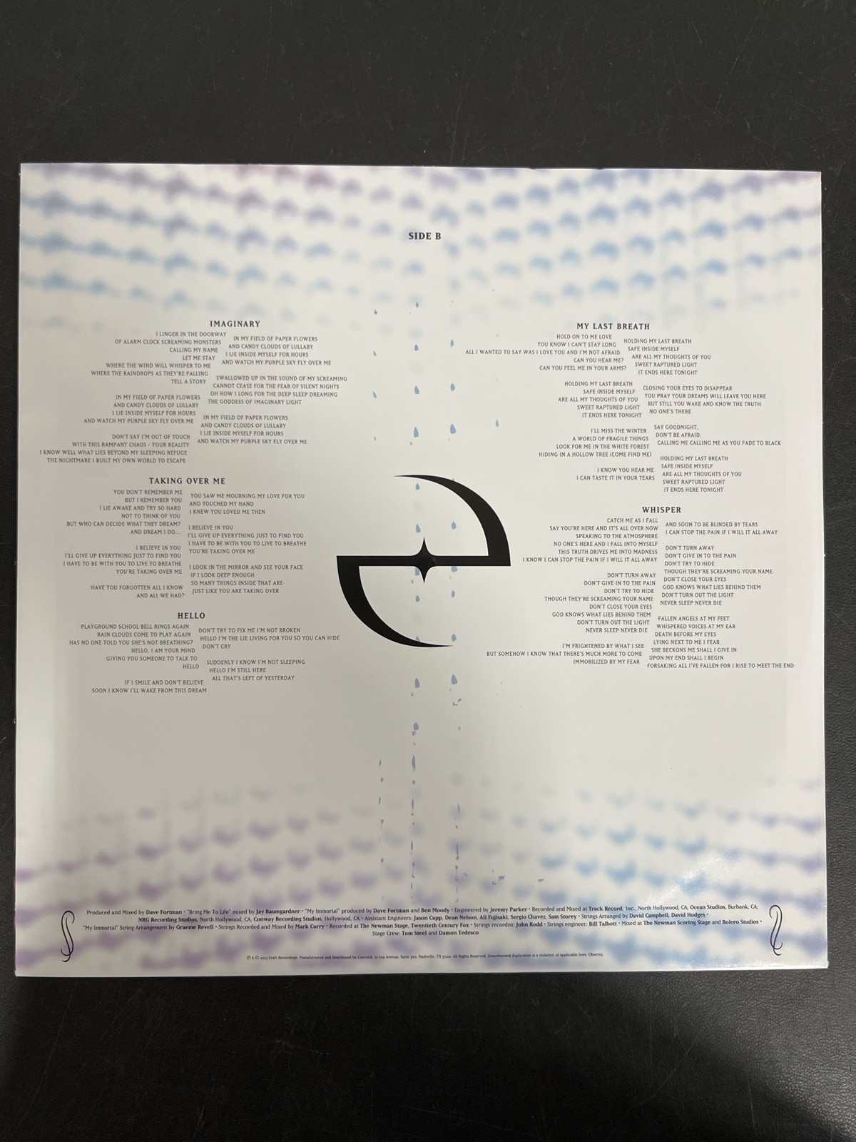 Evanescence – Fallen 20th Anniv Ed. Blue Smoke Vinyl USED NOT TESTED