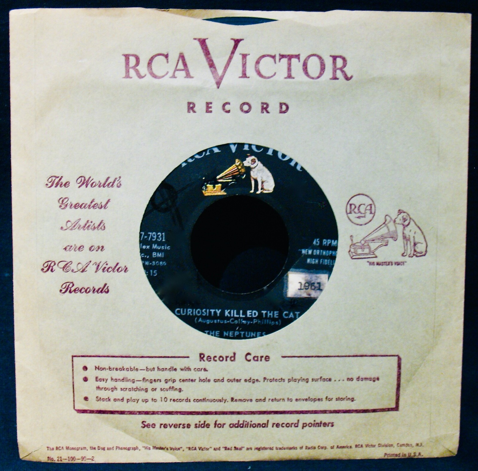 The Neptunes: Curiosity Killed The Cat~Funk & Soul 45~RCA VICTOR #47-7931