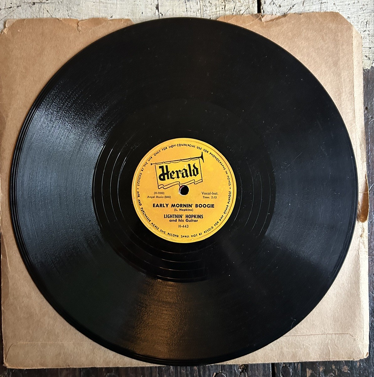 Lightnin’ Hopkins – Nothing But The Blues / Early Morning Boogie Herald H-443 78