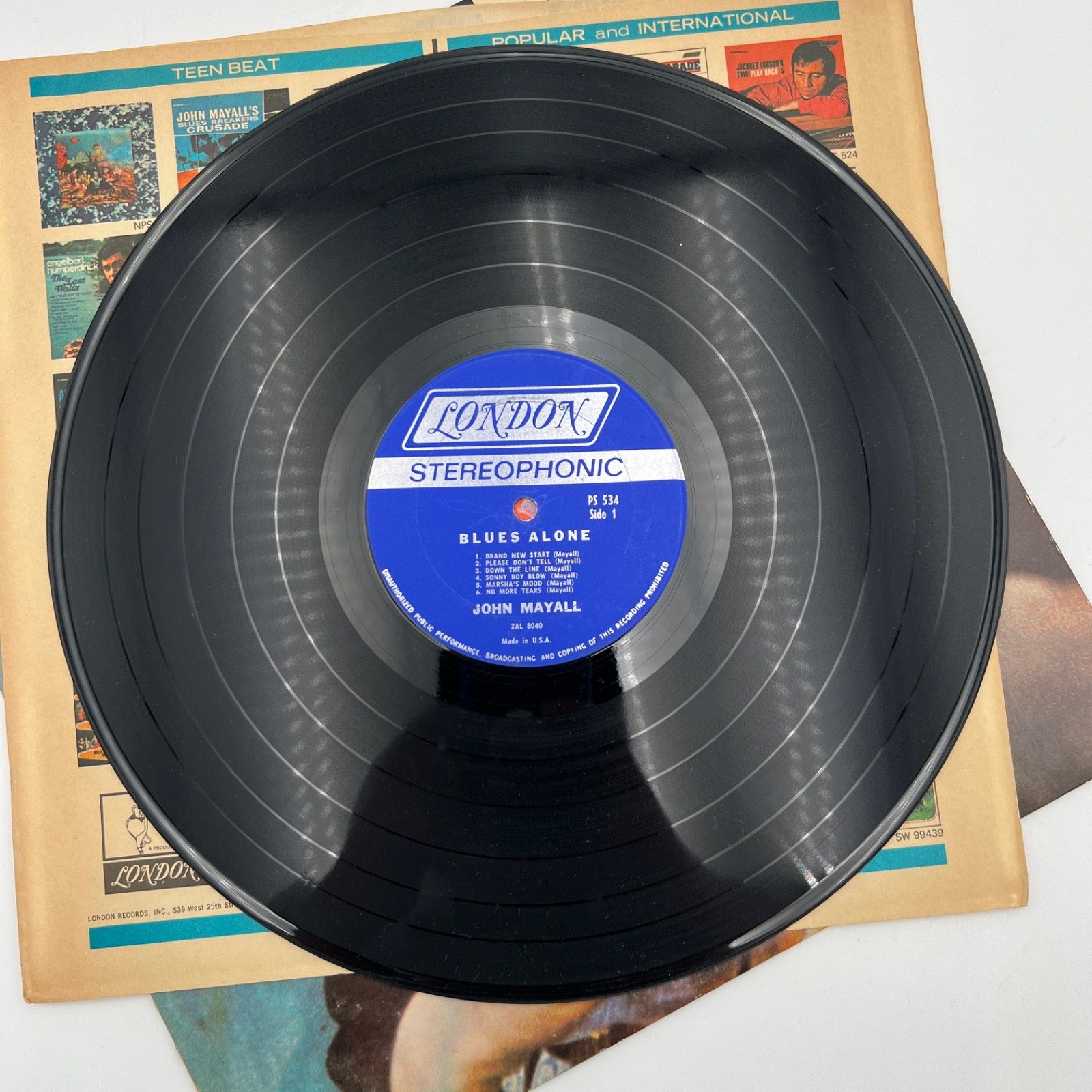 John Mayall The Blues Alone LP 1967 London PS-534 US Blues Rock VG+