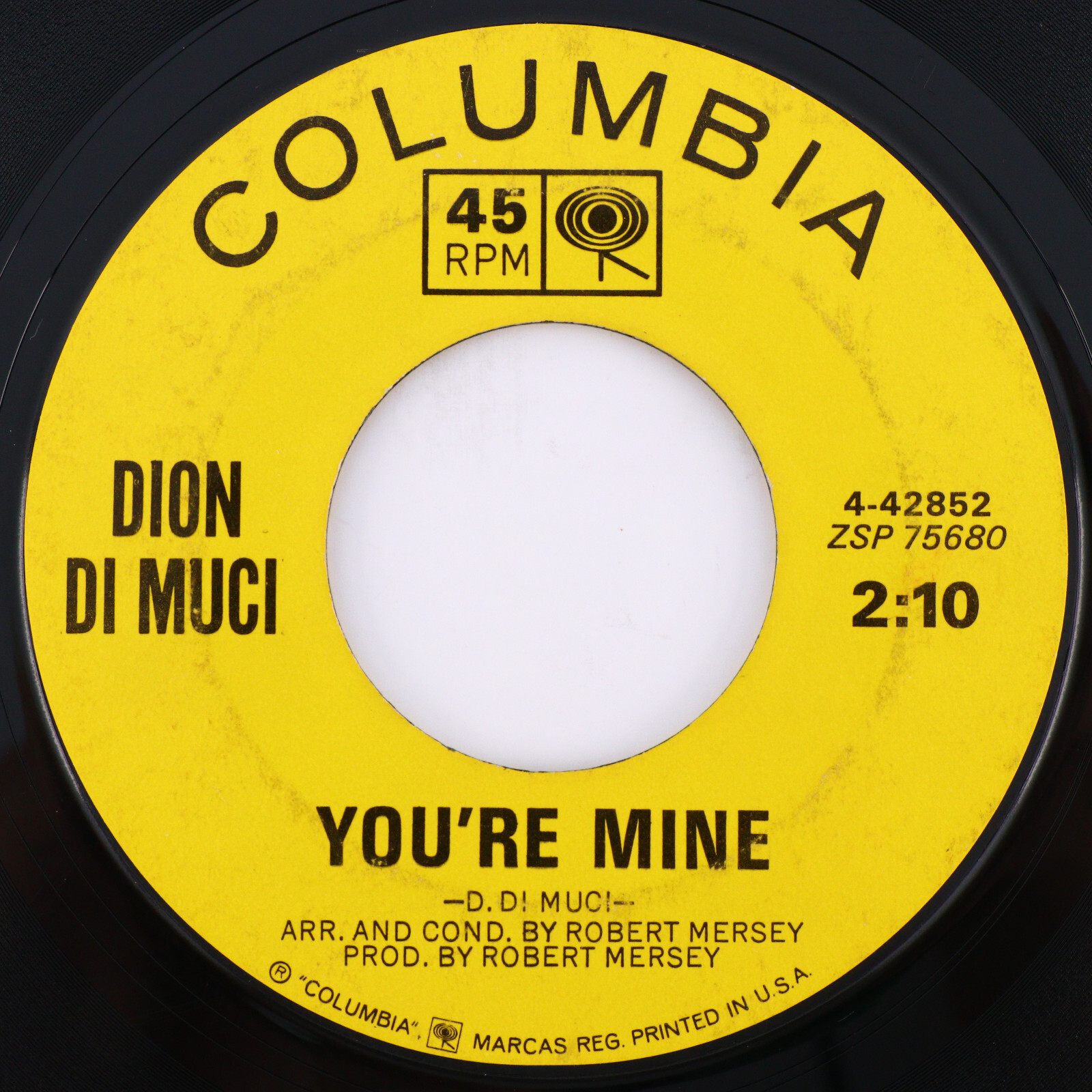 Dion Di Muci – Donna The Prima Donna / You’re Mine 1963 45 rpm 7″ Record 4-42852