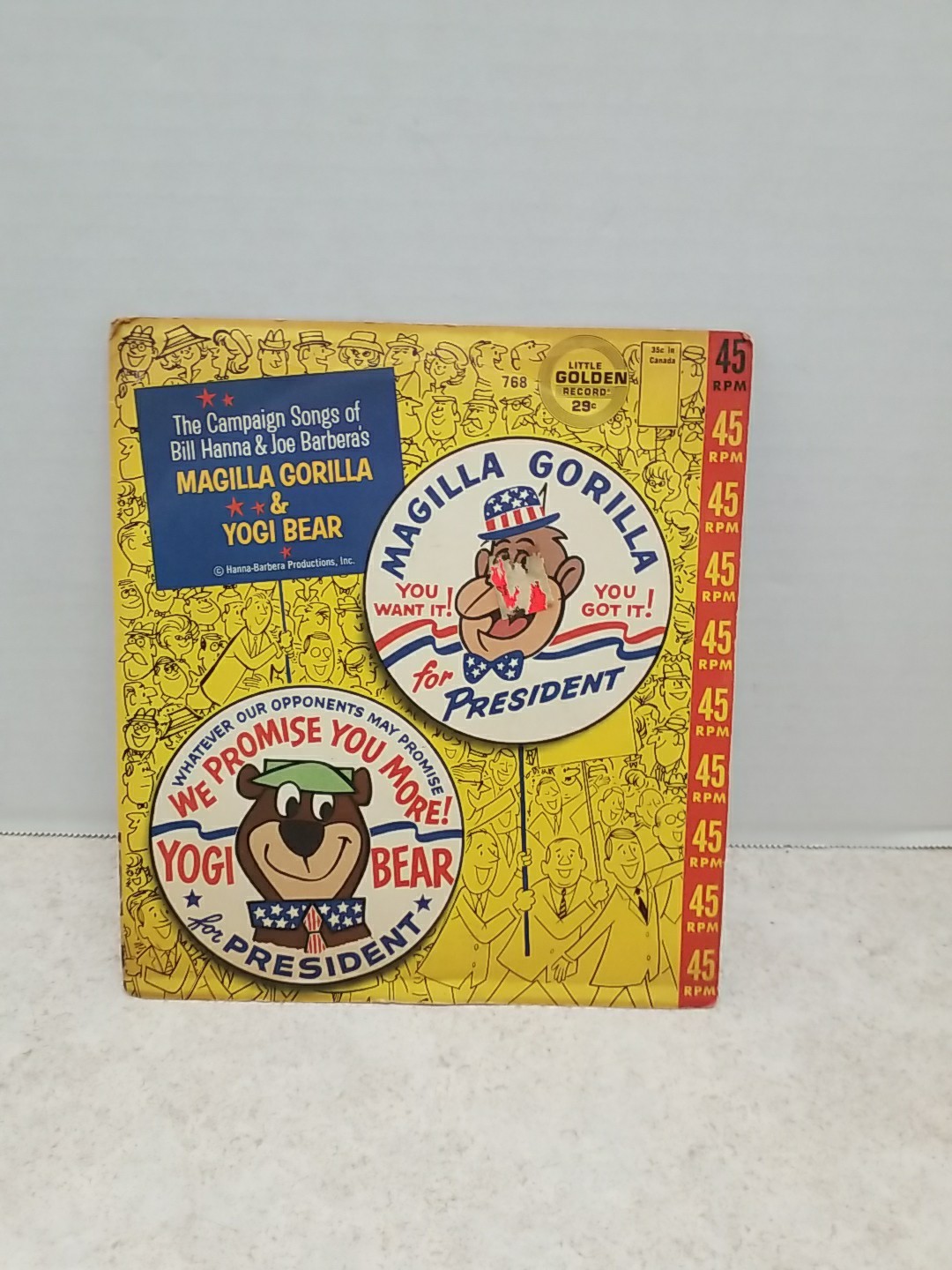 Magilla Gorilla / Yogi Bear For President Campaign Songs Golden Records R768 EX