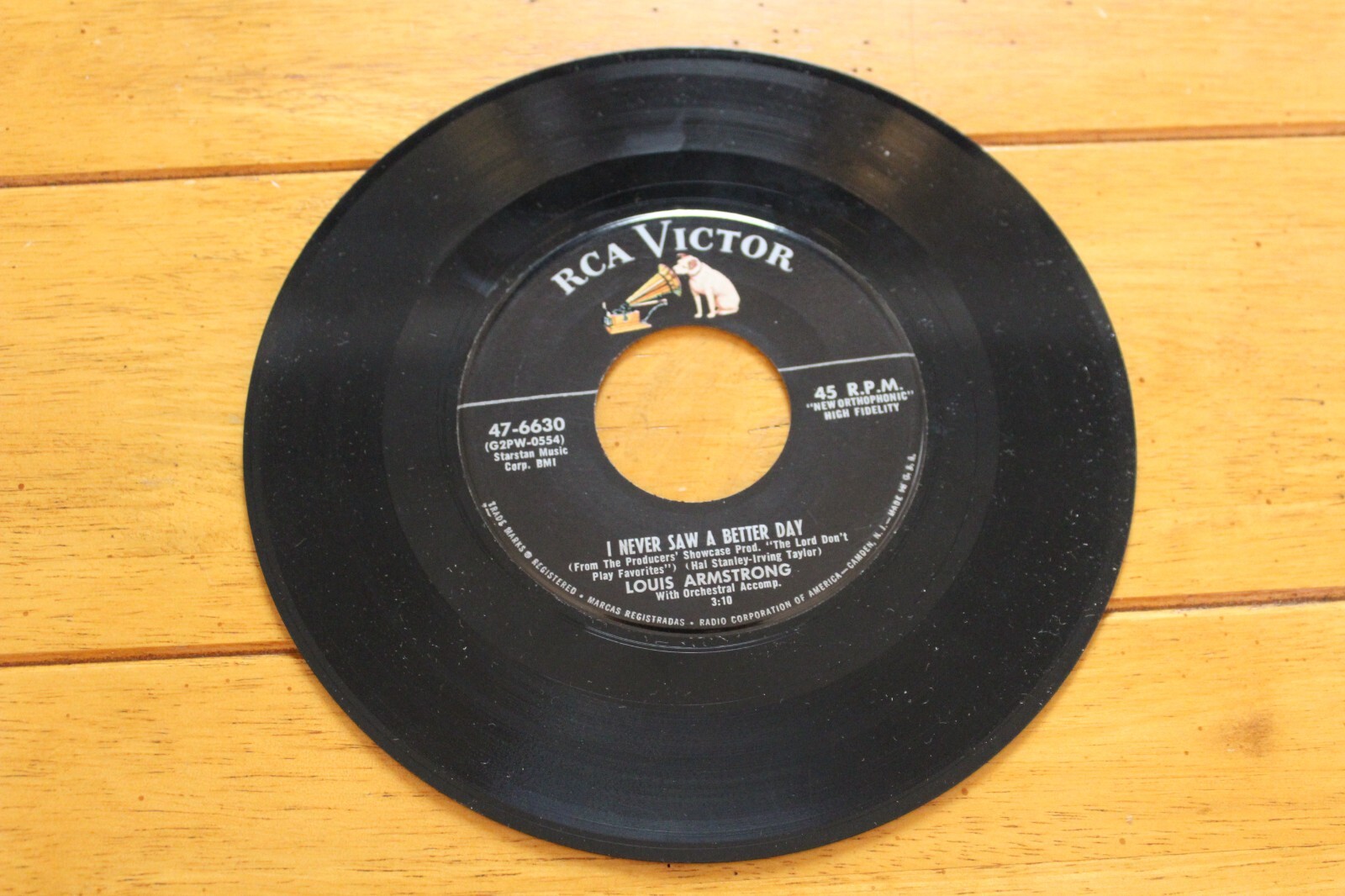 LOUIS ARMSTRONG I NEVER SAW A BETTER DAY 45RPM 7″ JUKEBOX RECORD G+ RCA VICTOR