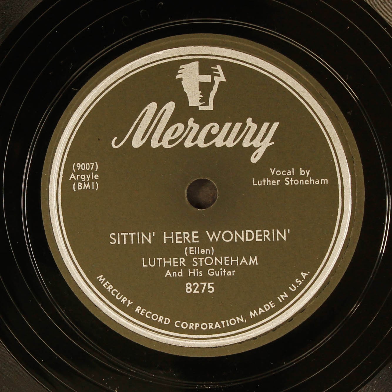 LUTHER STONEHAM: sittin’ here wonderin’ / january 11, 1949 blues MERCURY Single