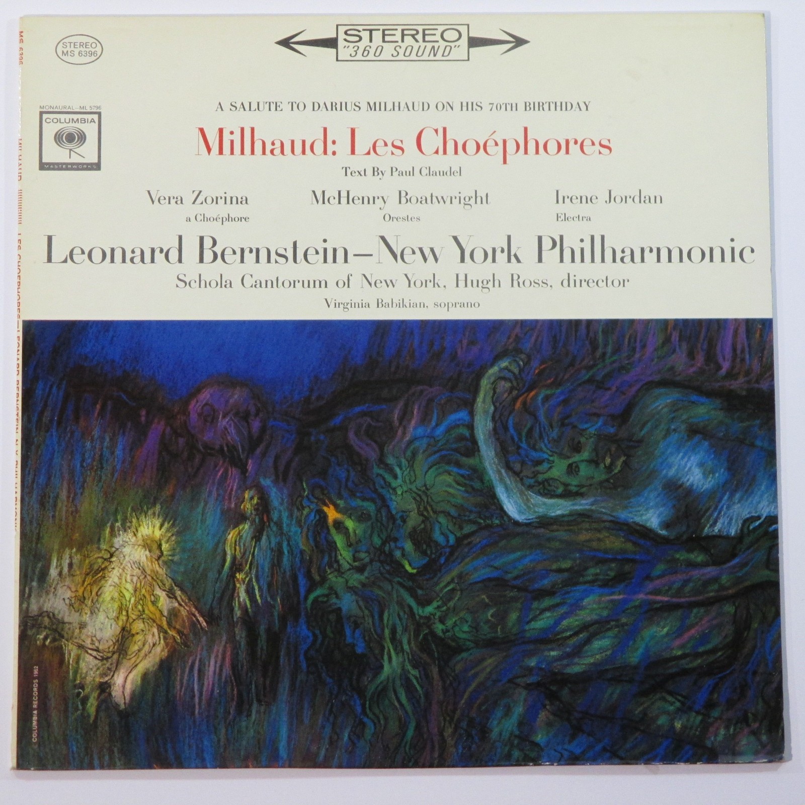 Milhaud; Leonard Bernstein and New , Darius Milhaud Les Choephores Text , Vinyl