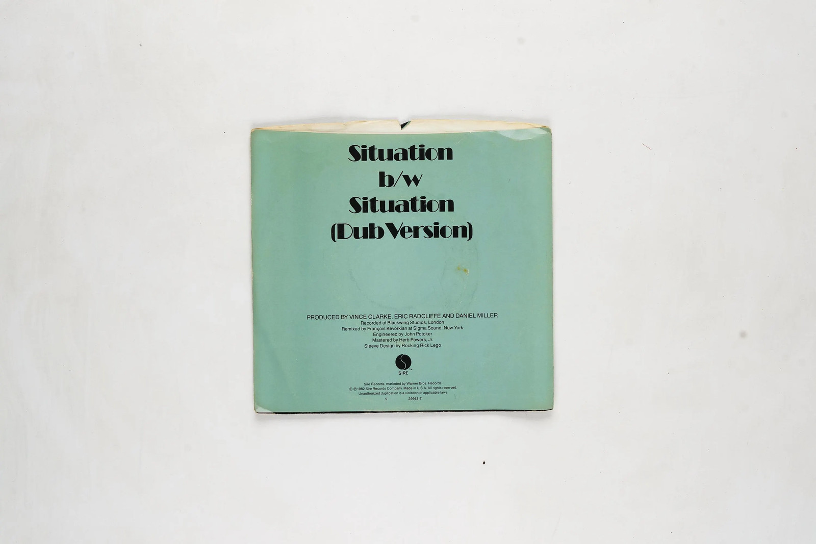 Yazoo – Situation – 45 RPM Single 7-inch Promo Record in Picture Sleeve