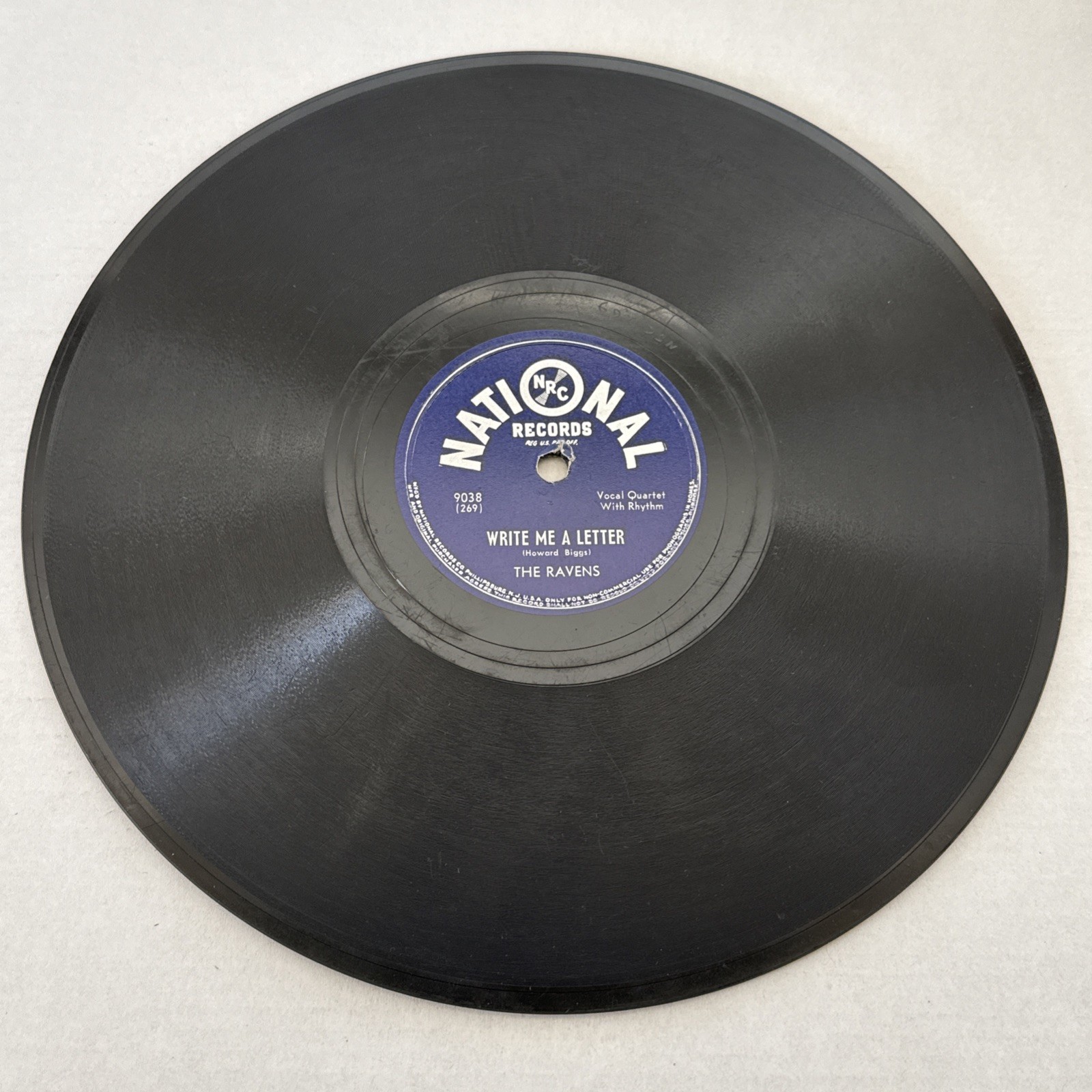 The Ravens – Write Me A Letter / Summertime / 78 RPM National Records 9038