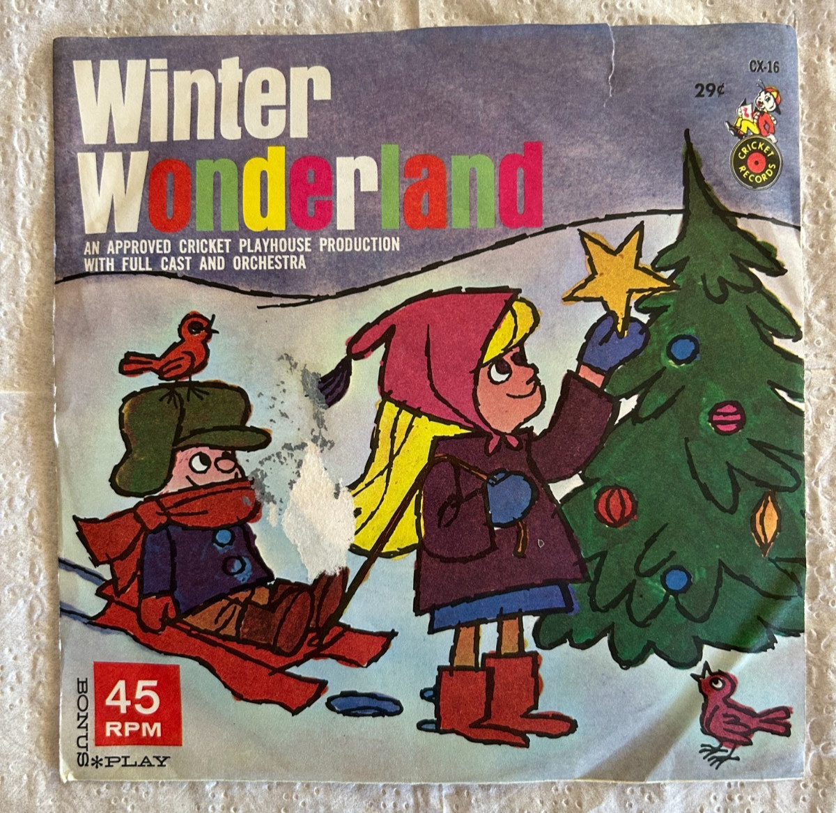 VTG Cricket Record 45 RPM Vinyl “Winter Wonderland” by Cricketones