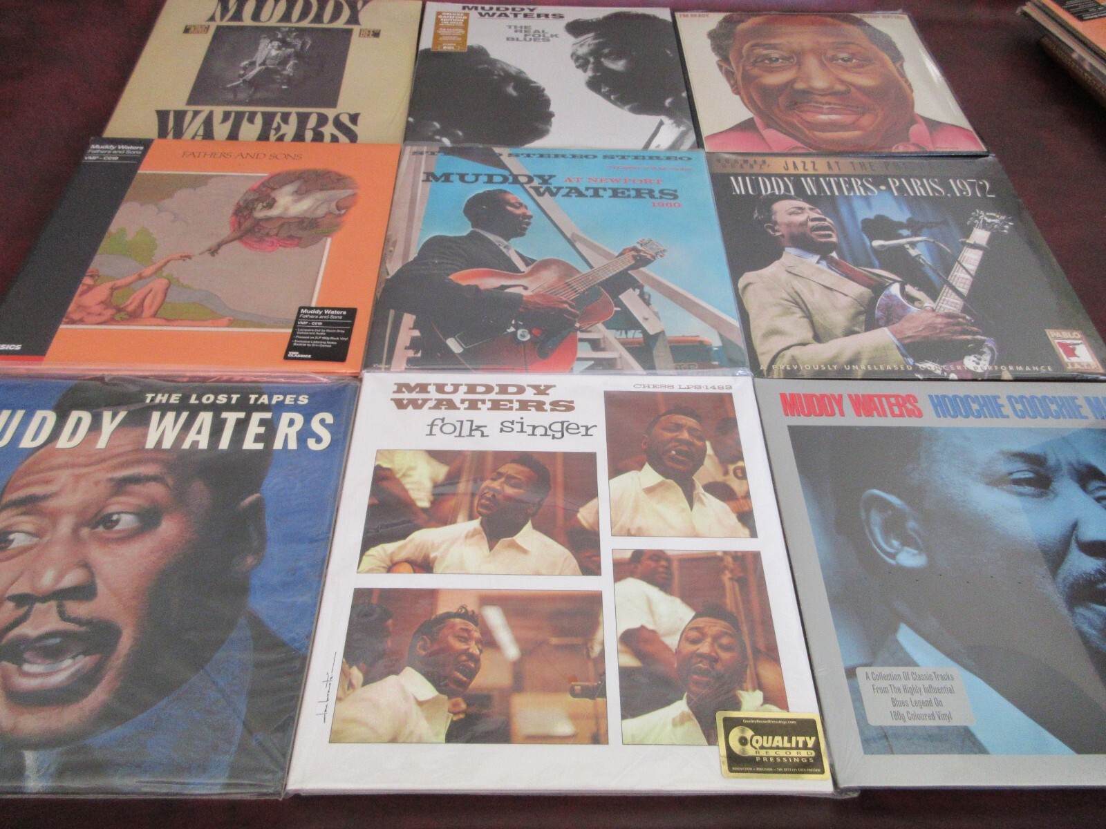 MUDDY WATERS 9 LP SET VERIFIED RARE FOLK SINGER 200G + LIVE NEWPORT BLUES & HITS