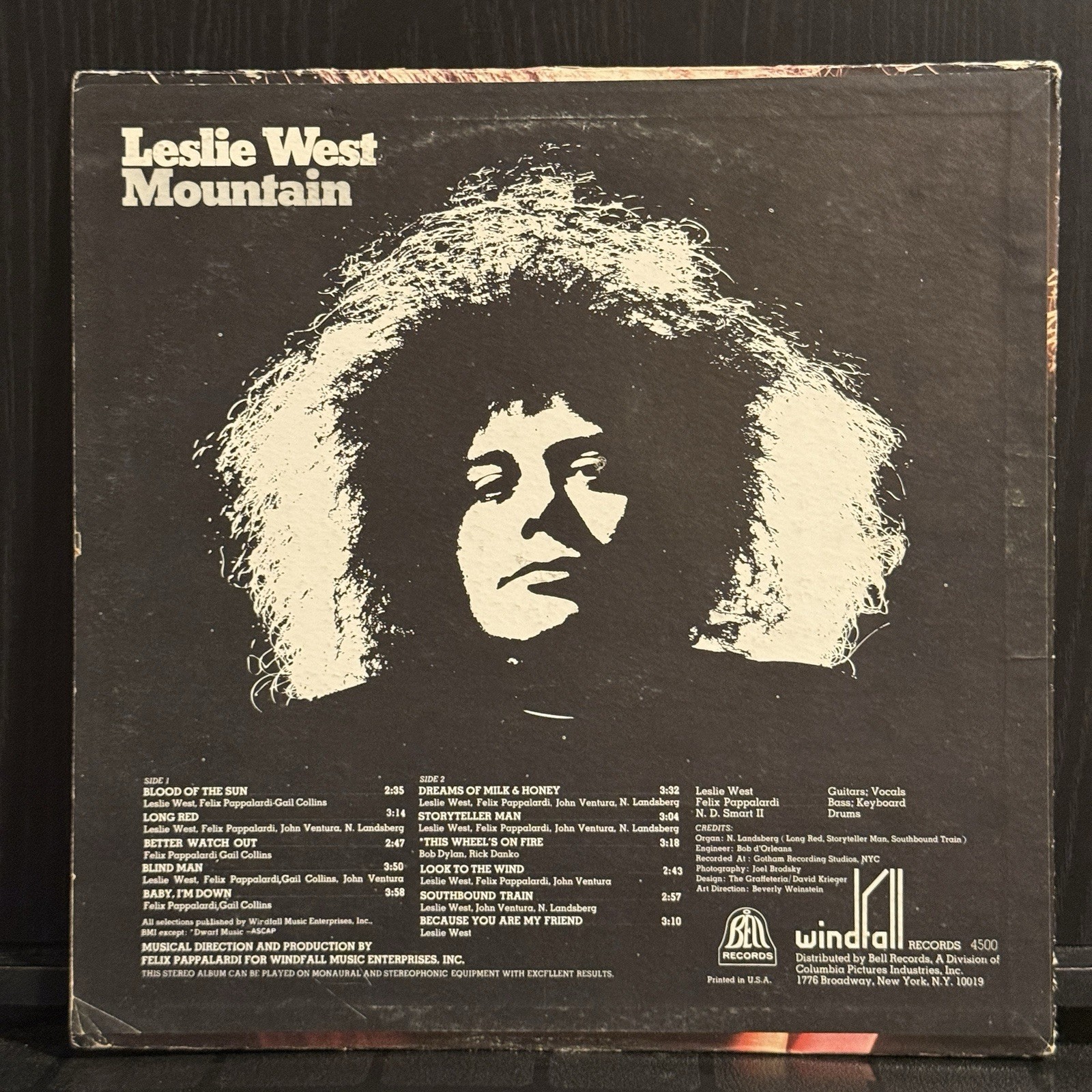 LESLIE WEST Mountain 1969 Windfall 1st Press BOB LUDWIG (RL SS) 4500 VG+