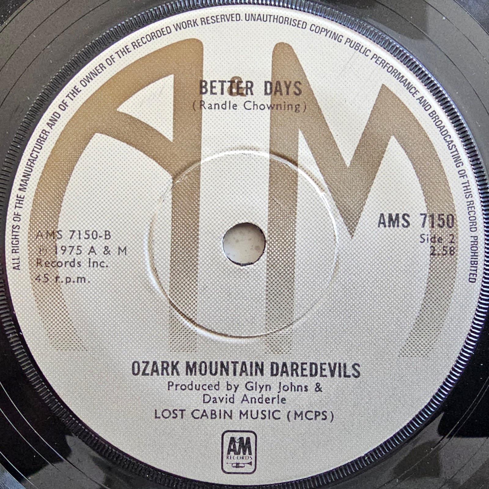 Ozark Mountain Daredevils (e) Jackie Blue / Better Days – Ex Con 1975 – 7″