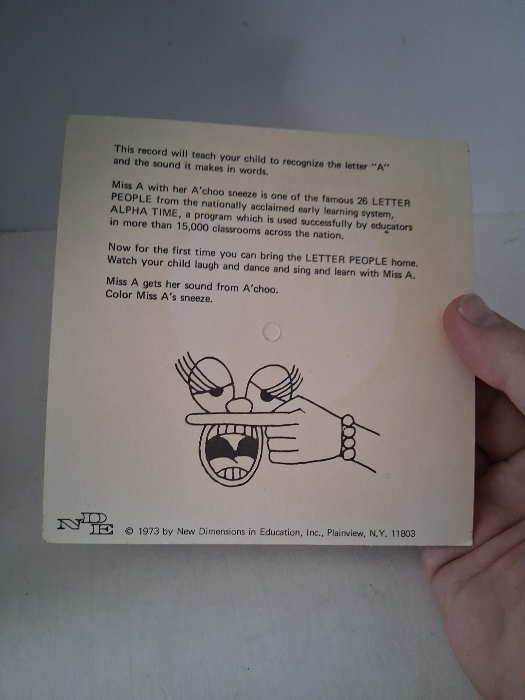 Songs Of The Letter People, Miss A, 1973 Paper Record Unused, New Dimensions