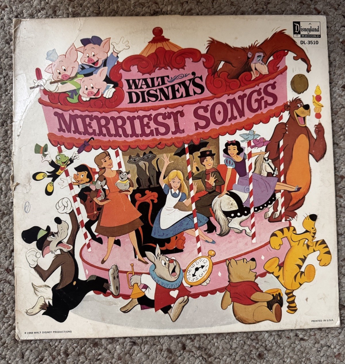 Walt Disney’s Merriest Songs Disneyland 1968 LP Compilation Vinyl record