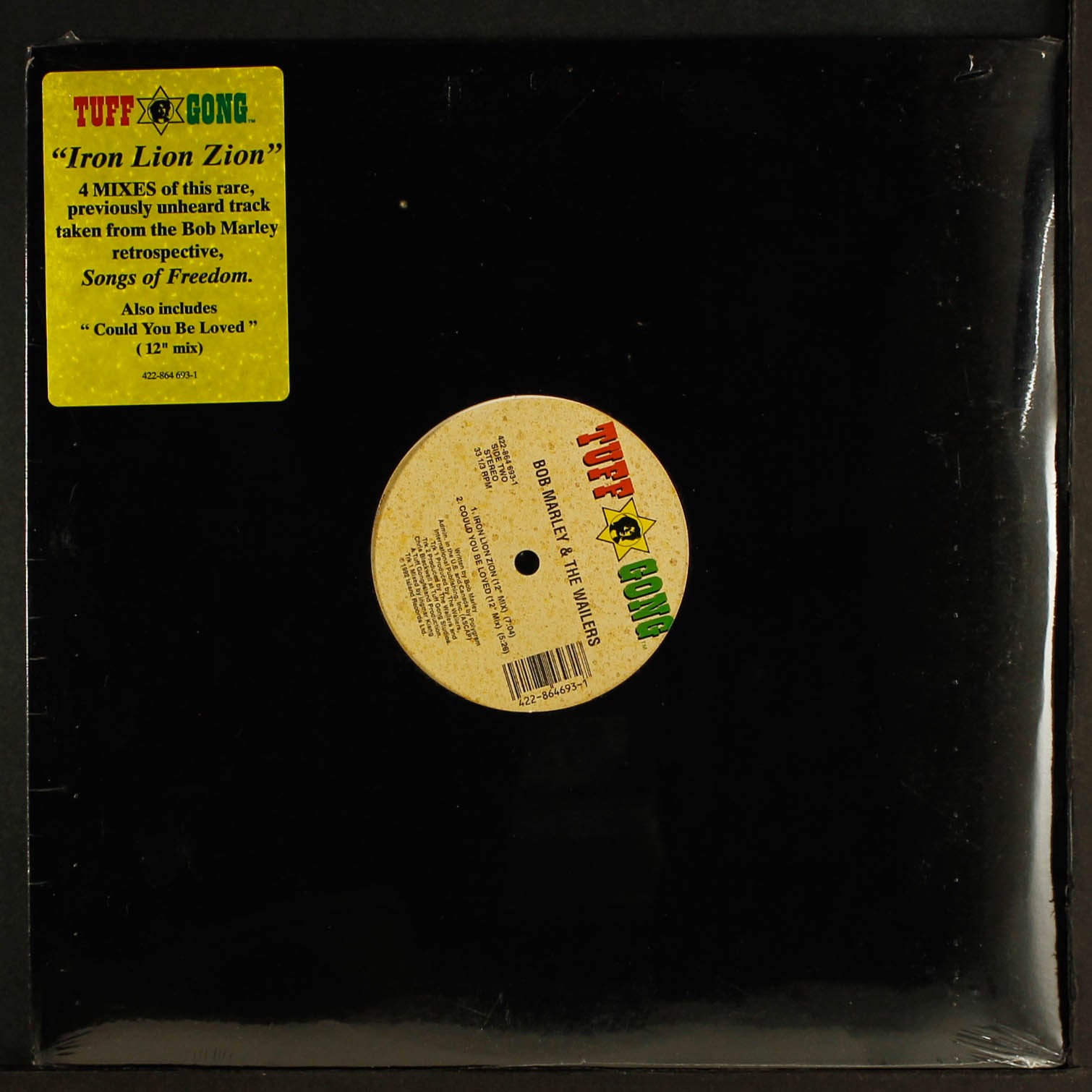 BOB MARLEY & WAILERS: iron lion zion TUFF GONG 12″ Single 33 RPM Sealed