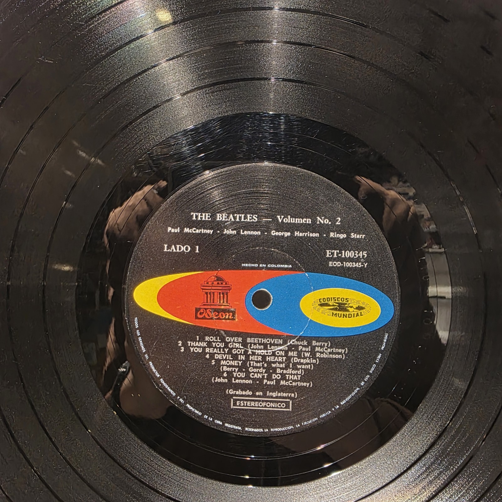 THE BEATLES’ SECOND ALBUM ESTEREOFONICO – ODEON MULTICOLOR COLOMBIA RARE VG+