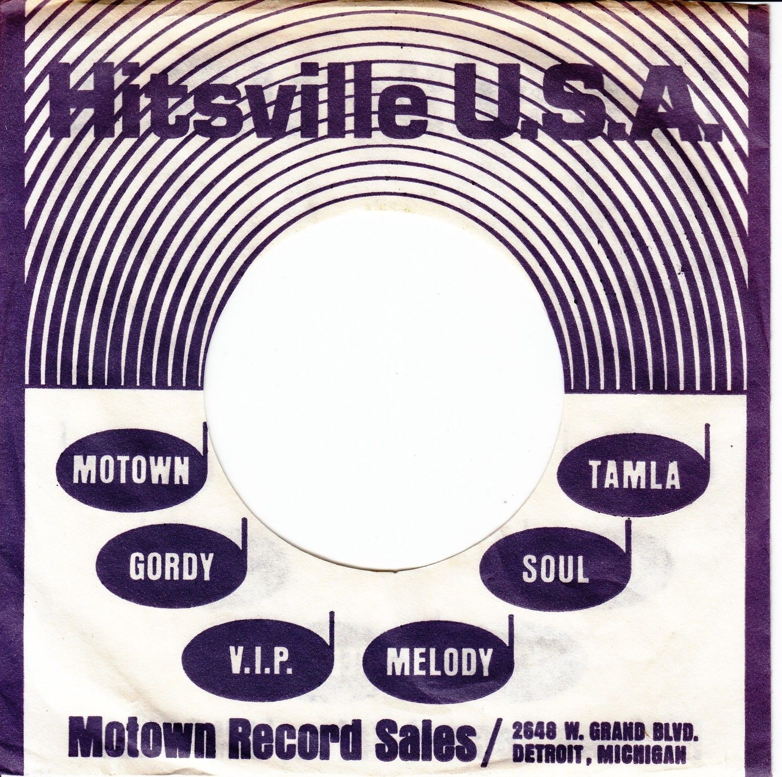 Company Sleeve 45 Motown – White W/ Blue Hitsville U.S.A. Original!