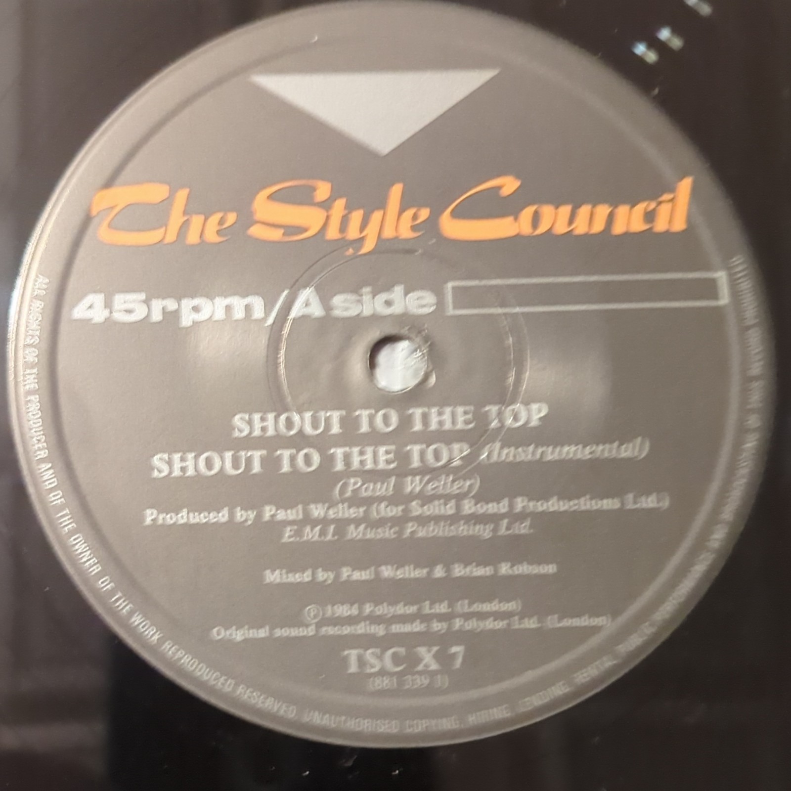 The Style Council Shout! 12″ Black Vinyl Single 45 RPM Polydor TSC X 7 1984 UK