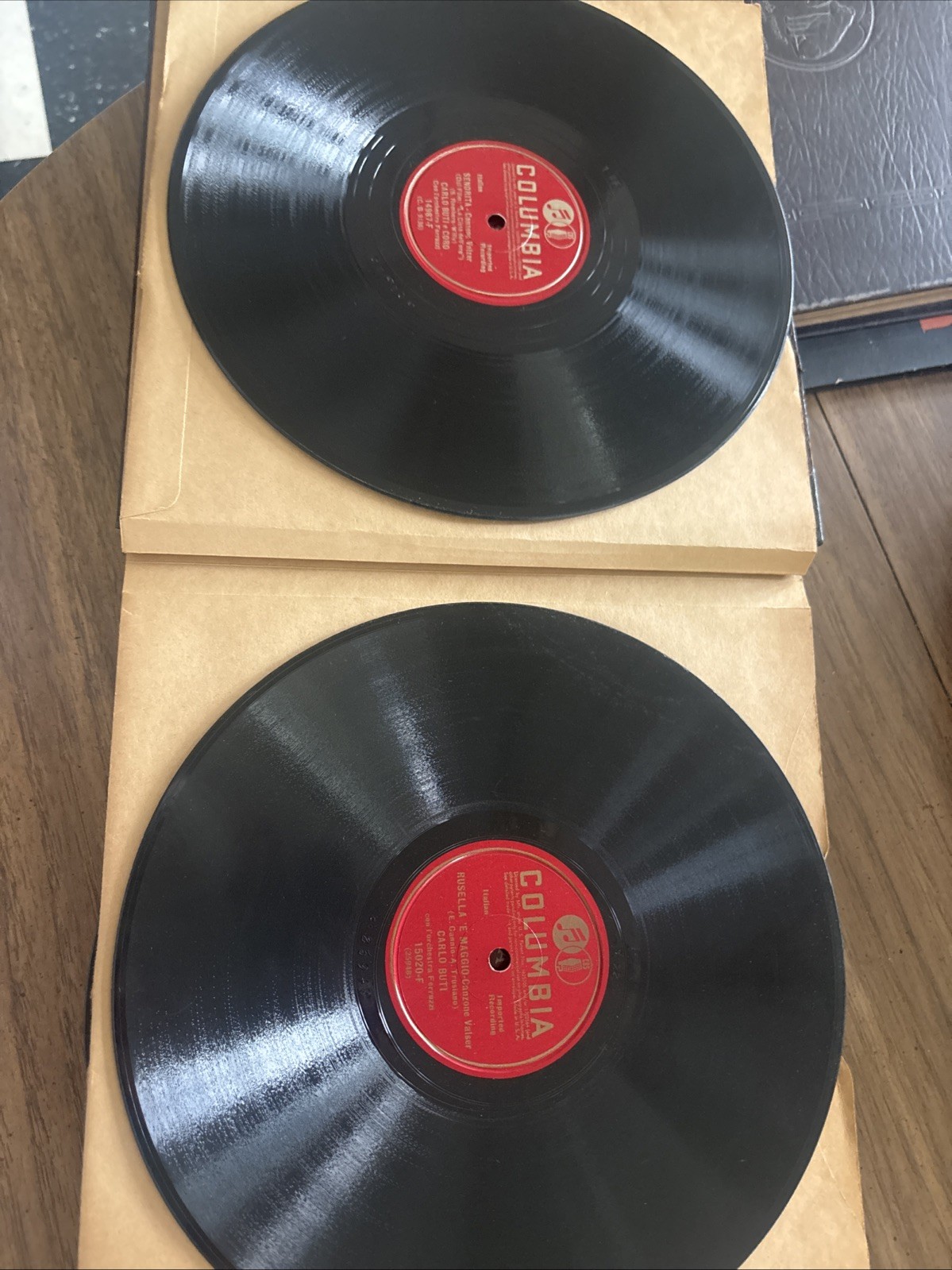 Vintage 10 Inch 3 Columbia Records Carlo Buti Italian Record 14987-F 78rpm