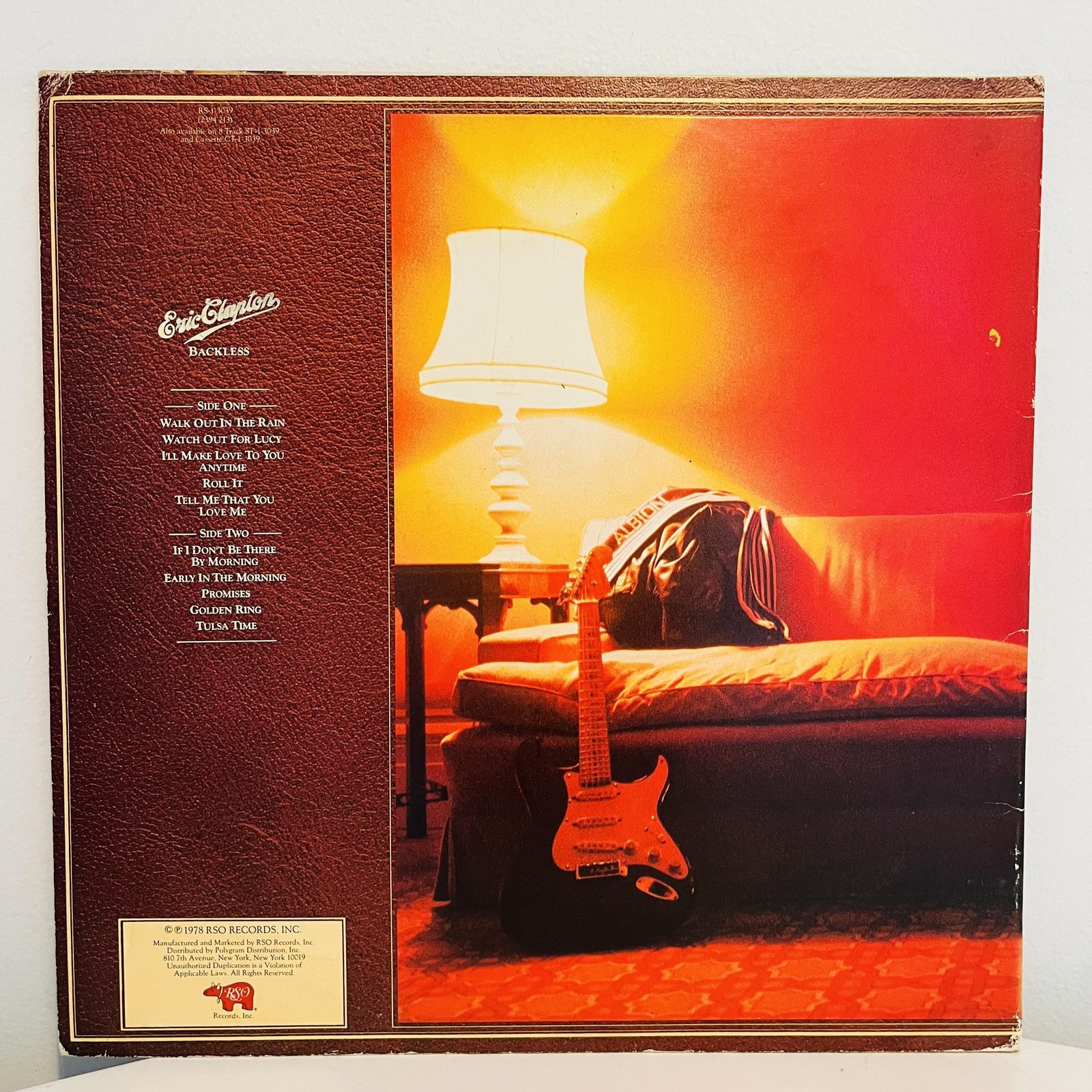 Eric Clapton Backless 12″ Black Vinyl LP 1978 USA Blues Classic Rock Vintage