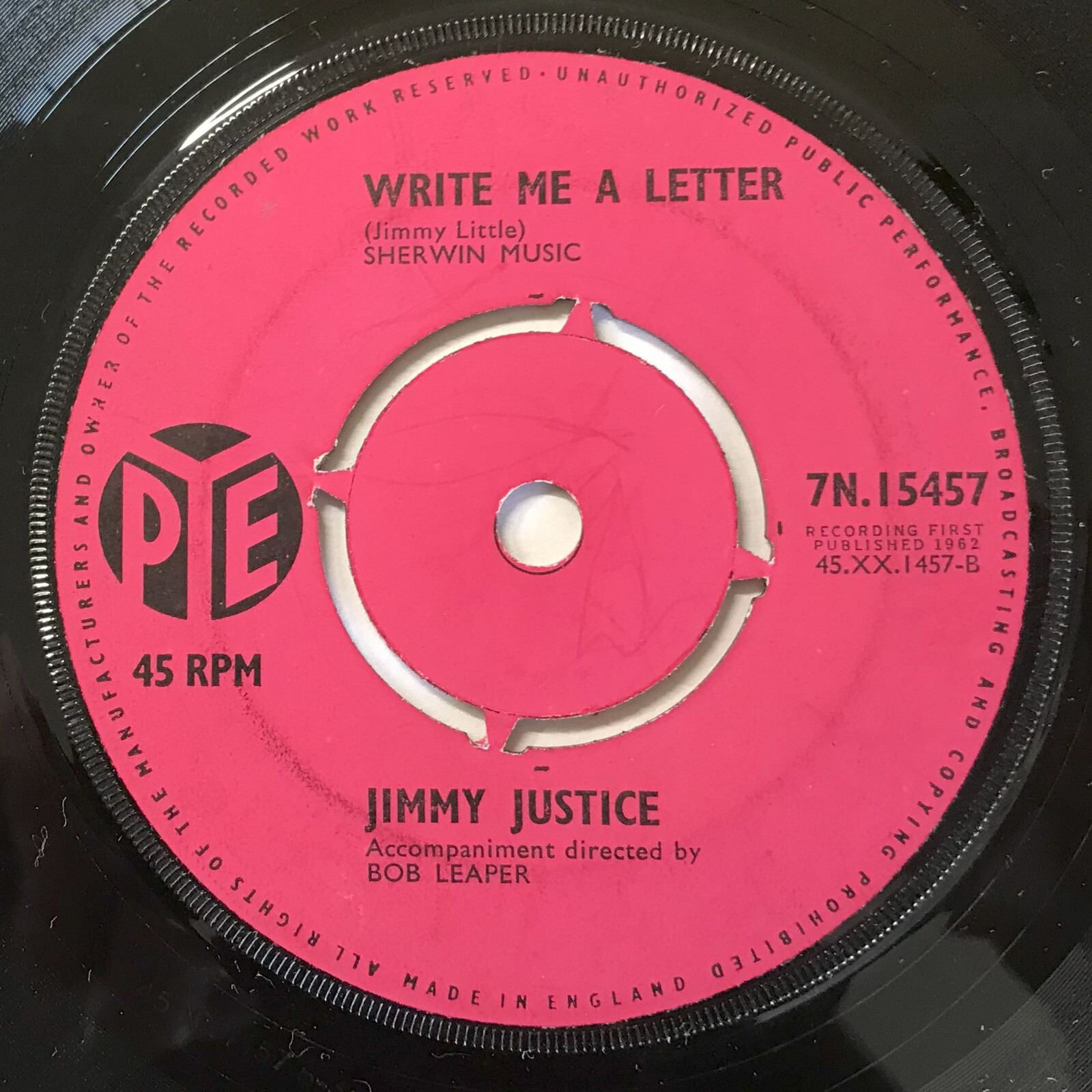 JIMMY JUSTICE – Spanish Harlem / Write Me A Letter .. 1962 Uk Pye 45rpm Single