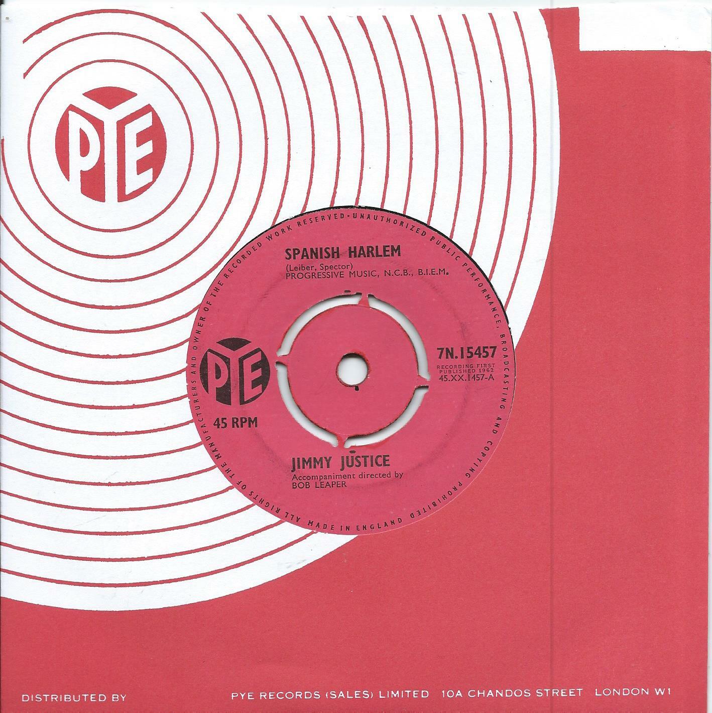 Jimmy Justice:Spanish Harlem/Write me a letter:UK Pye:1962