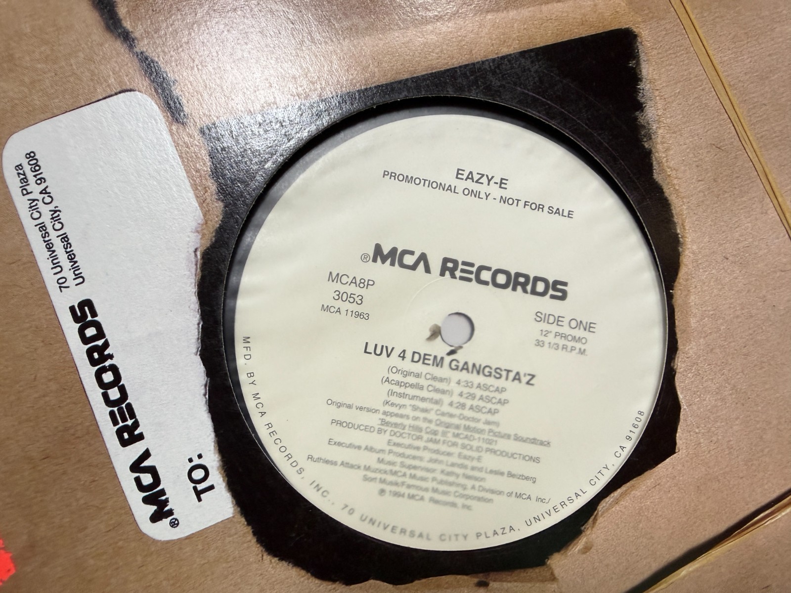 Eazy E Luv 4 Dem Gangsta’z 12” 1994 MCA MCA8P-3053 HIP HOP PROMO UNPLAYED