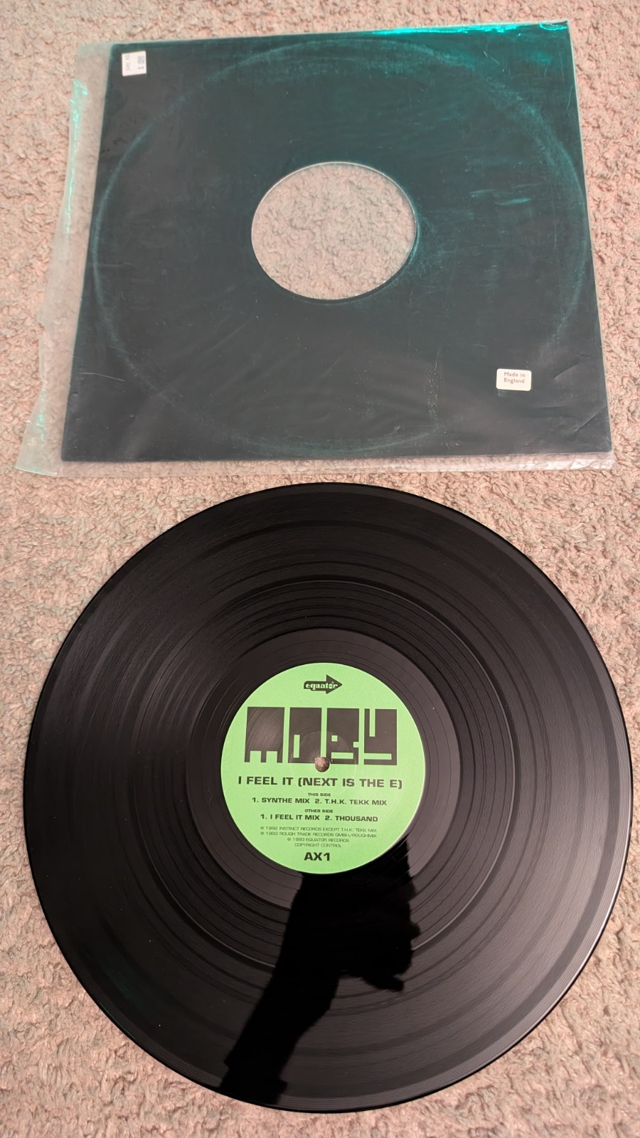 Moby I Feel It [Next Is The E] 12″ UK Promo Import EDM Excellent AX 1