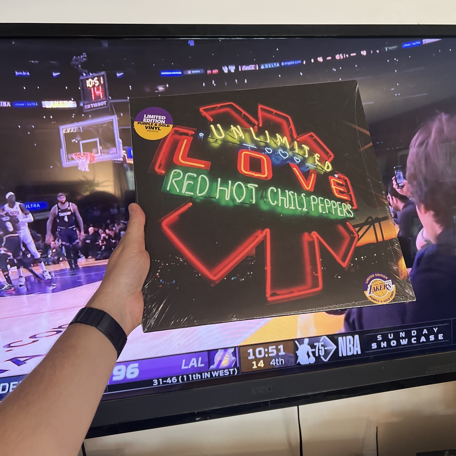 RED HOT CHILI PEPPERS, UNLIMITED LOVE, PURPLE AND GOLD VINYL, LAKERS, IN HAND