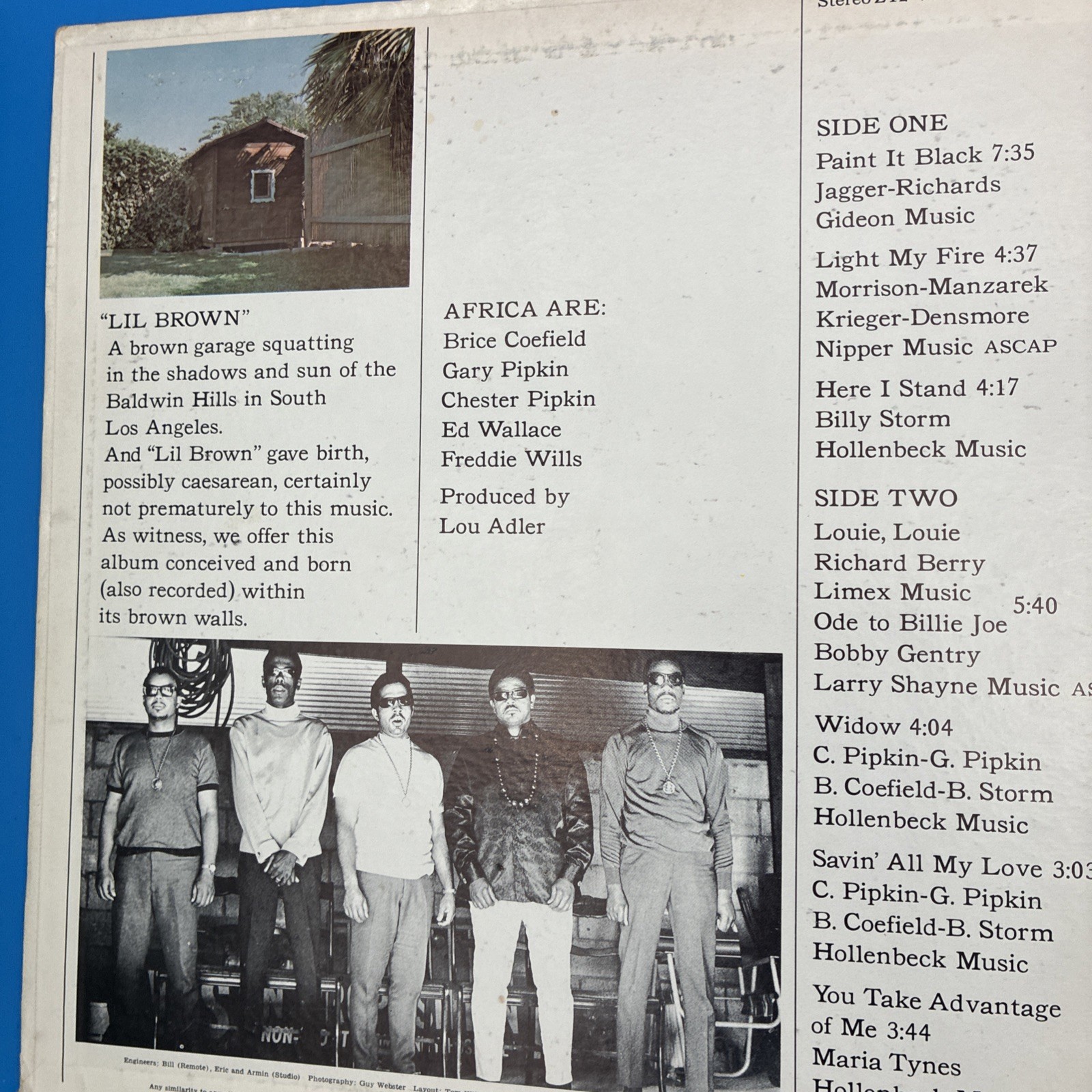 MUSIC FROM ‘LIL BROWN Africa 1970 Rare ODE Records Not For Resale Columbia
