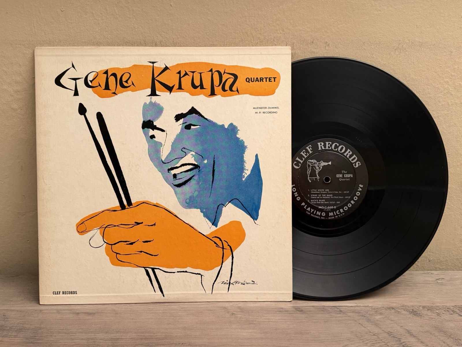 THE GENE KRUPA QUARTET COOL JAZZ HARD BOP BEBOP CLEF RECORDS MONO VINYL LP NM