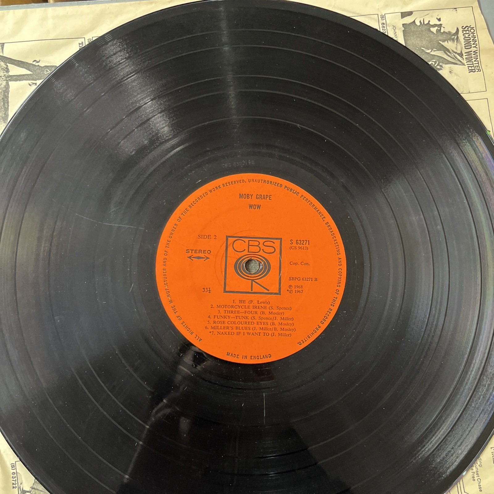 MOBY GRAPE WOW 1968 CBS S 63271 UK 1ST PRESS VG/VG Orange Label CBS