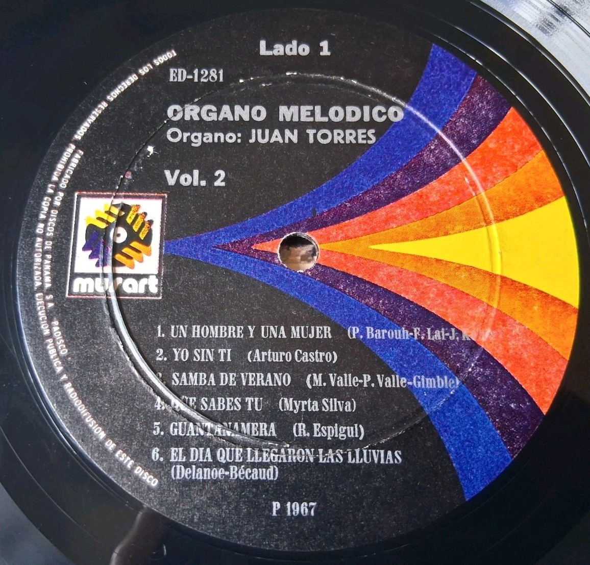 Juan Torres – Organo Melodico Vol. 2 Vinyl LP – Musart – Plays Great!