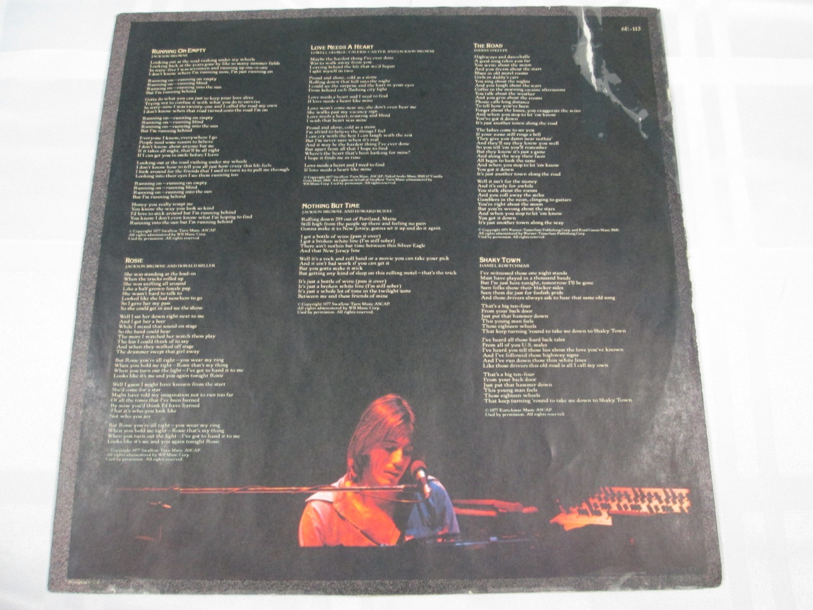 Jackson Browne – Running on Empty LP Album 1977 Asylum Pop Rock w/Booklet