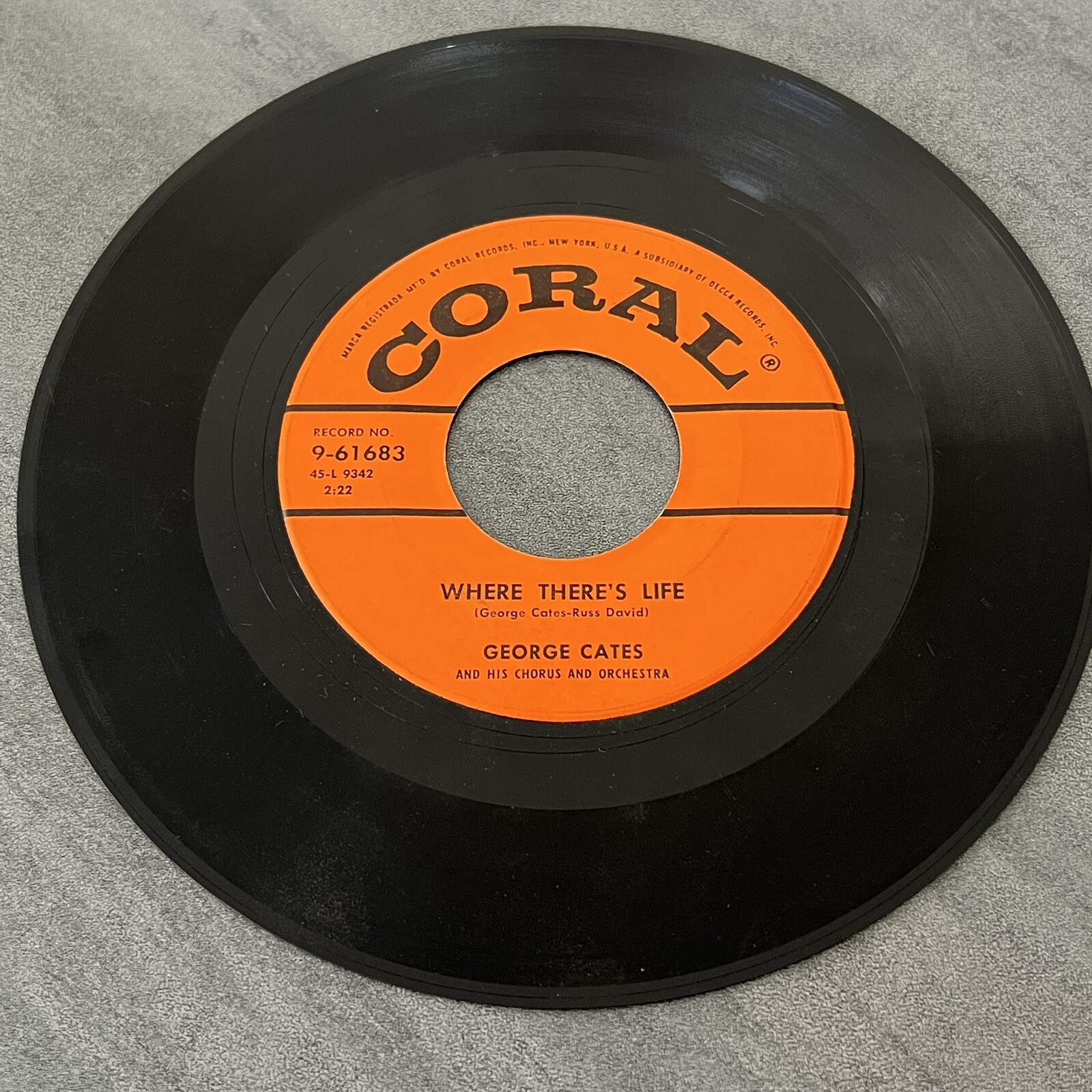 George Cates Orchestra Where There’s Life One Night In Monte Carlo 7” 45 RPM VG