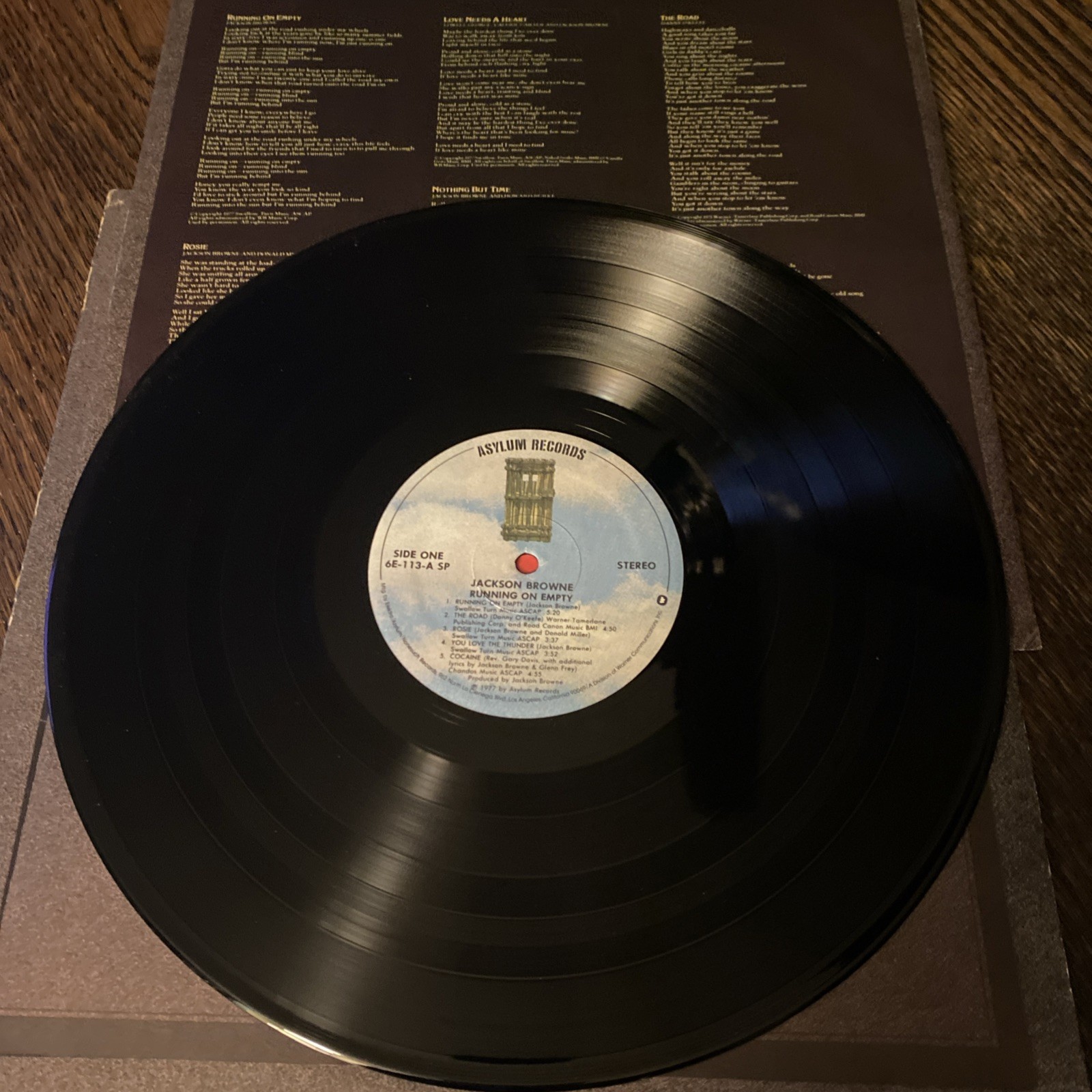 Jacksn Browne Running On Empty Vinyl LP Orig Record VG Booklet