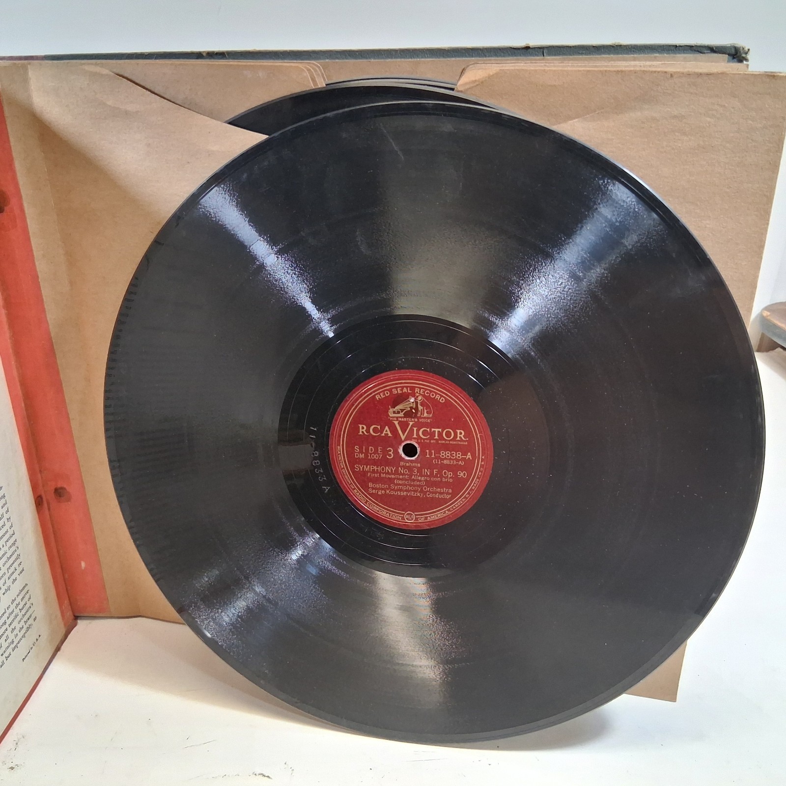 Brahms Symphony No 3 In F, Op.90 Record Vinyl 78RPM 12″ LP DM1007 Koussevitzky