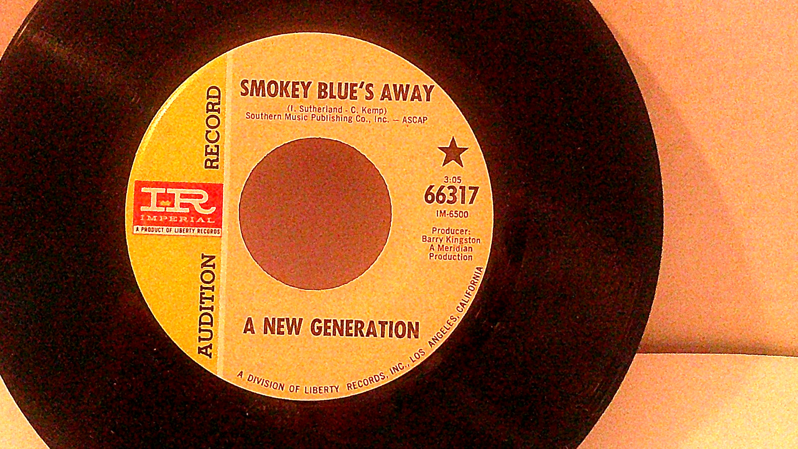 A New Generation,Imperial 66317″Smokey Blue’s Away”US,7″45,1968 PROMO,Psych,Mint