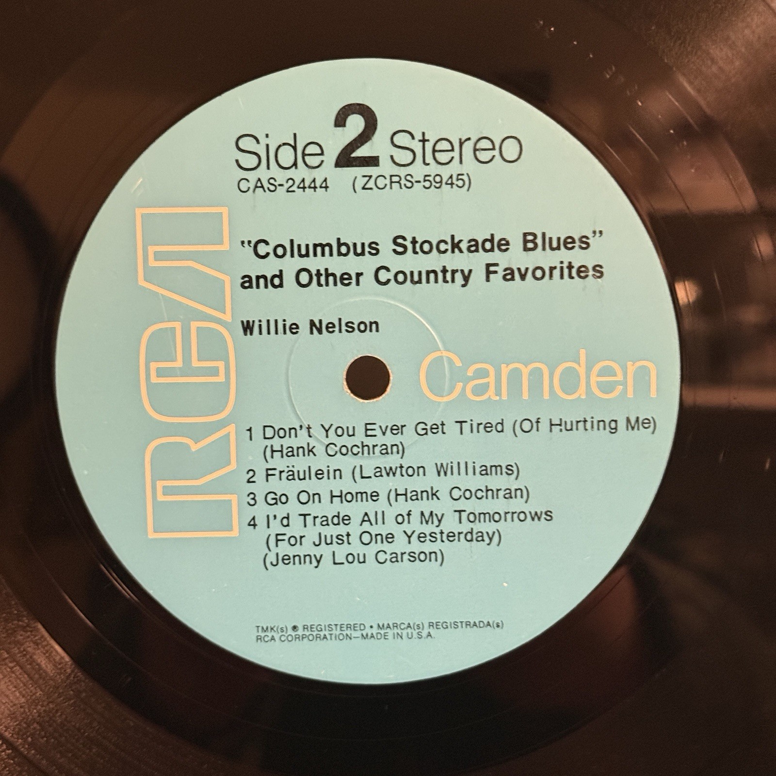 WILLIE NELSON Columbus Stockade Blues 1970 RCA Camden Original US Press CAS-2444