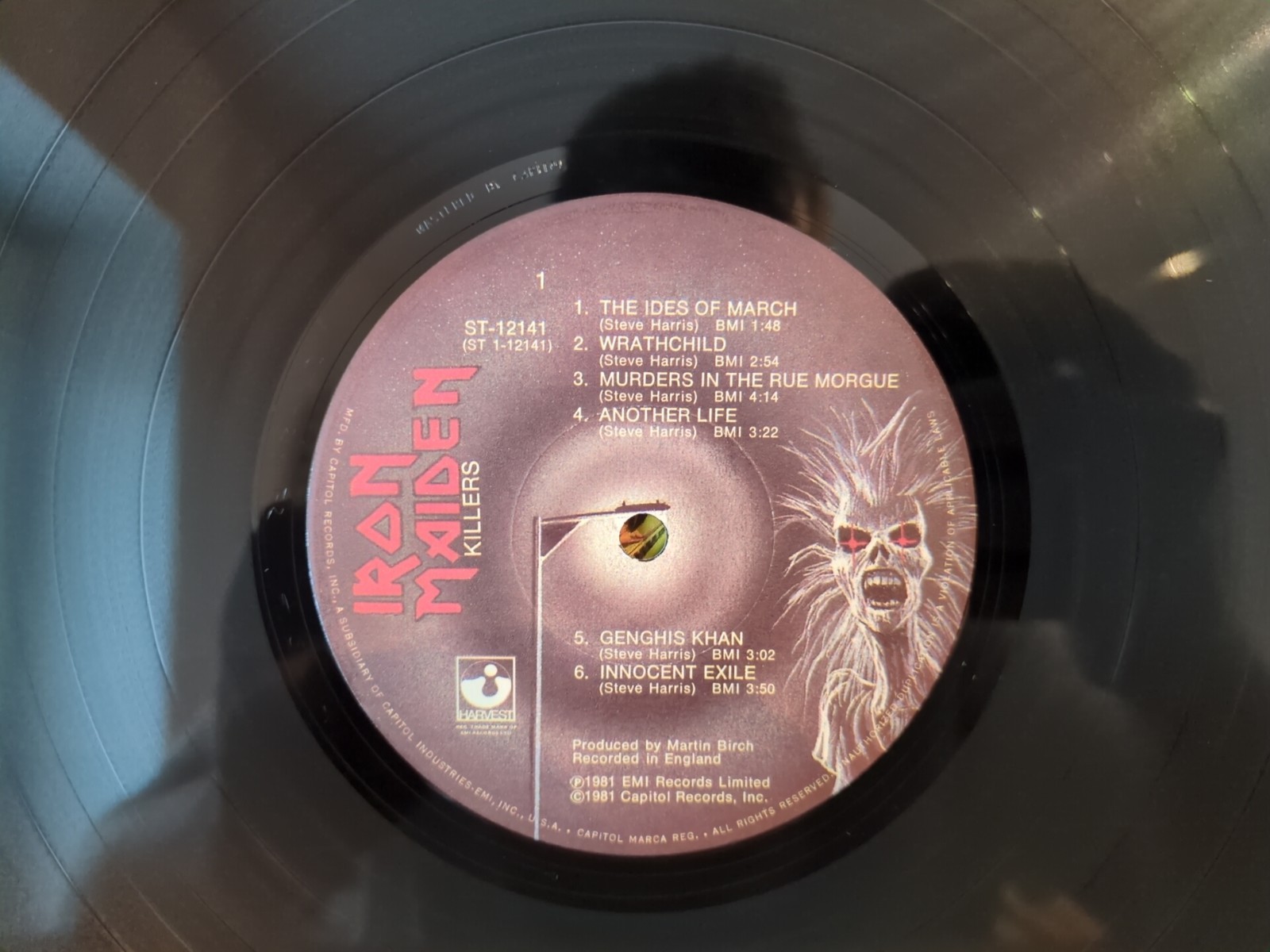 Iron Maiden Killers LP Vinyl Record 1981 Harvest ST-12141 1st Los Angeles Press
