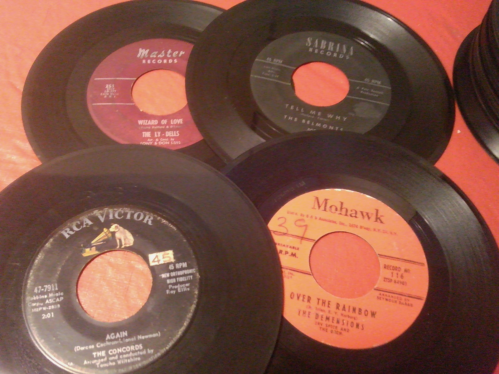 Faux Snakeskin 45 RPM CASE & (50) 1950’s-60’s Doo Wop R & B 45’s See Photos